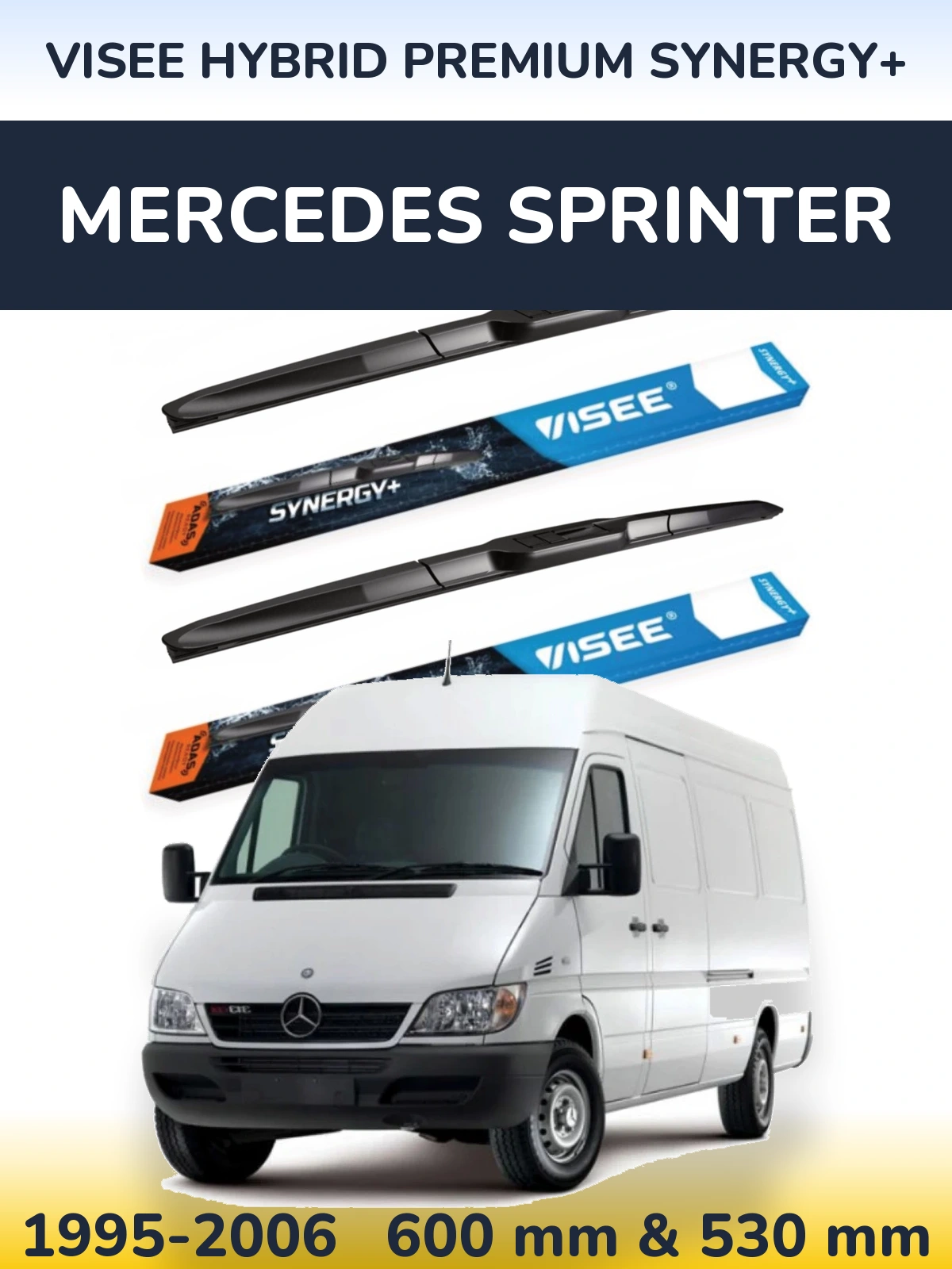 Sada předních stěračů VISEE HYBRID PREMIUM SYNERGY+ 600 a 530 mm pro Mercedes Sprinter 1995-2006