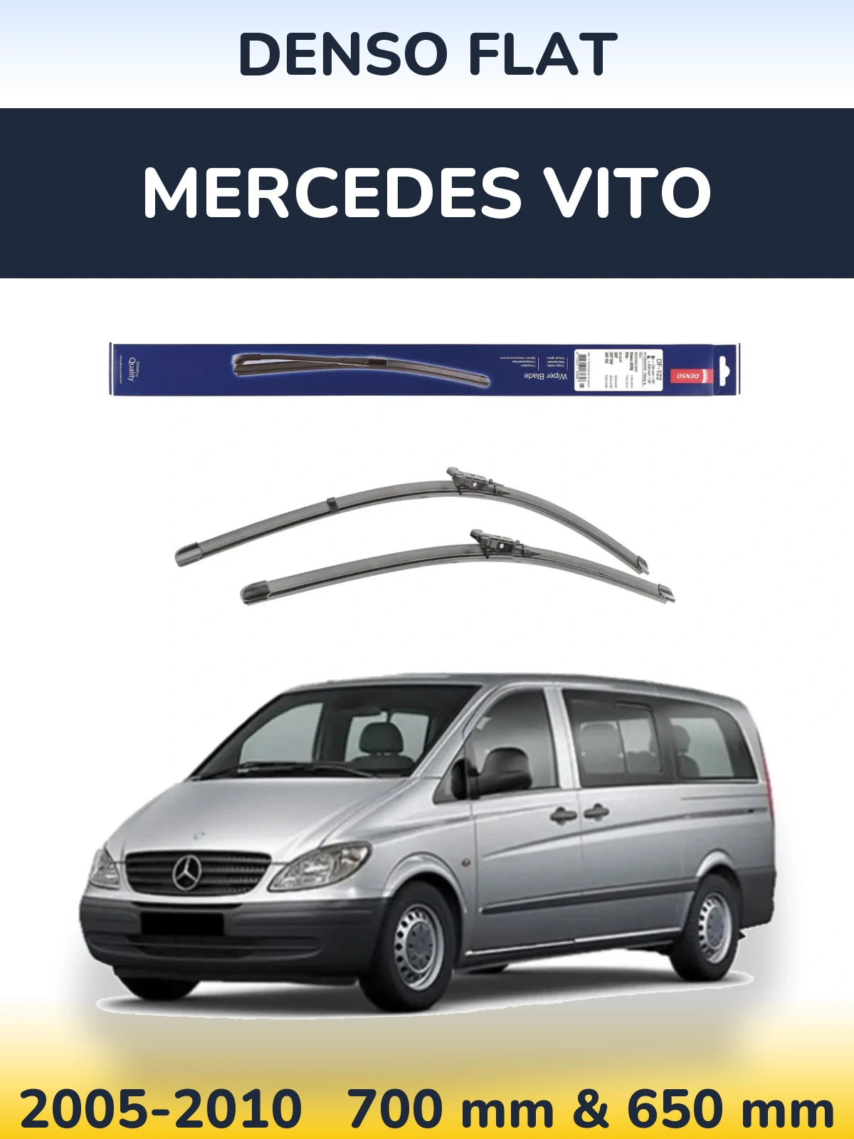 Sada předních stěračů Denso Flat 700 a 650 mm pro Mercedes Vito 2005-2010
