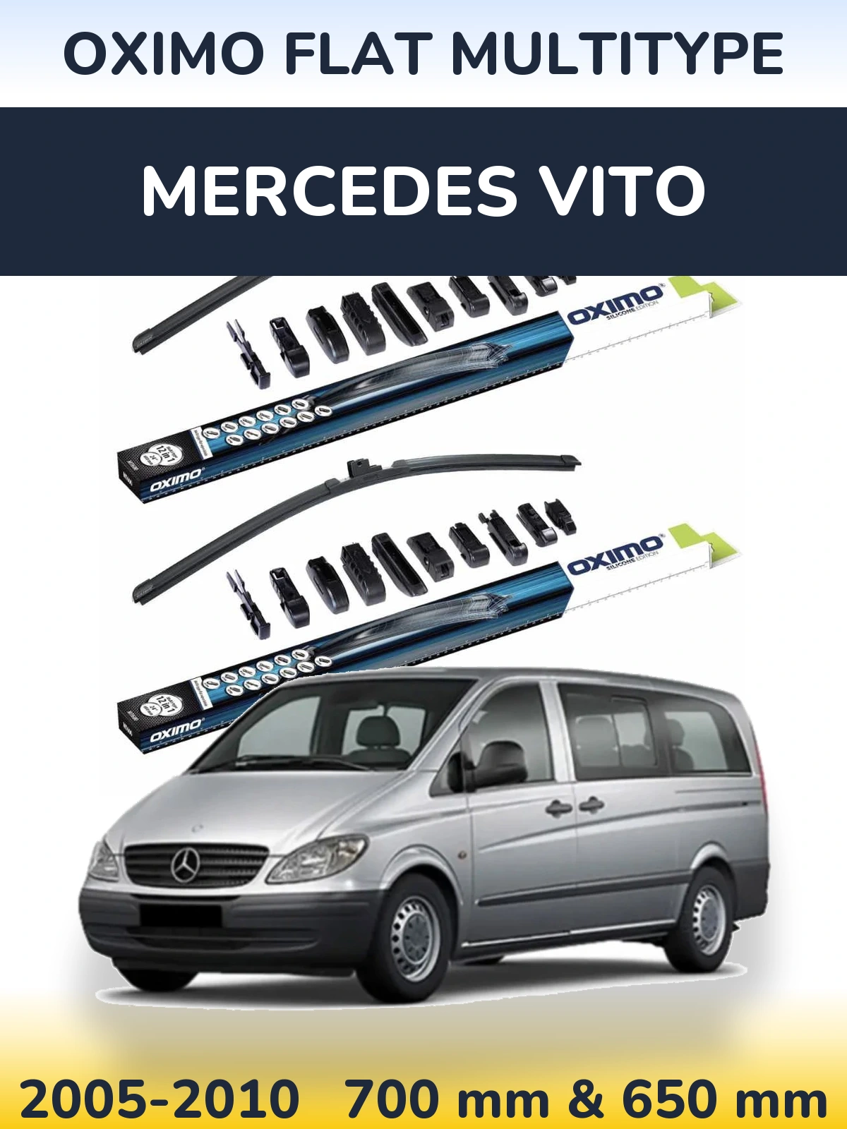Комплект передніх щіток Oximo Flat MultiТипe 700 & 650 мм для Mercedes Vito 2005-2010