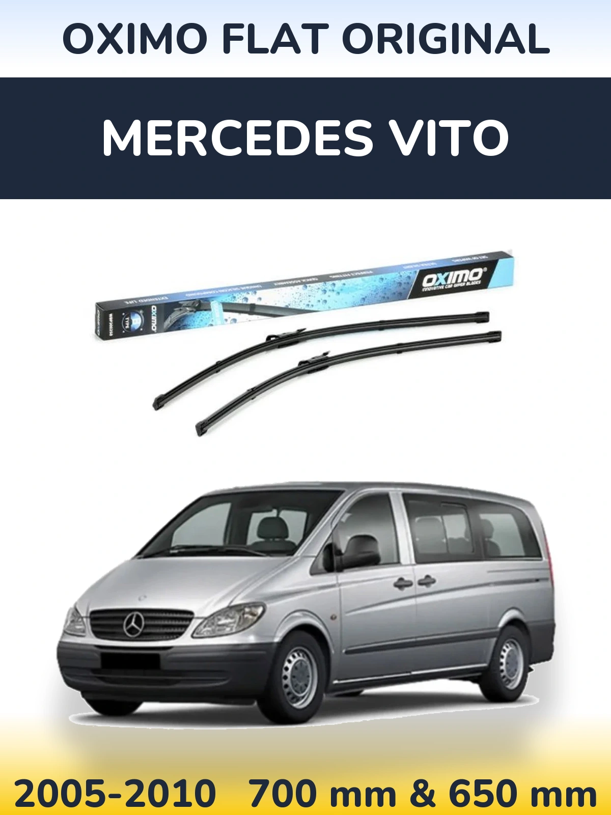 Sada předních stěračů Oximo Flat Original 700 a 650 mm pro Mercedes Vito 2005-2010
