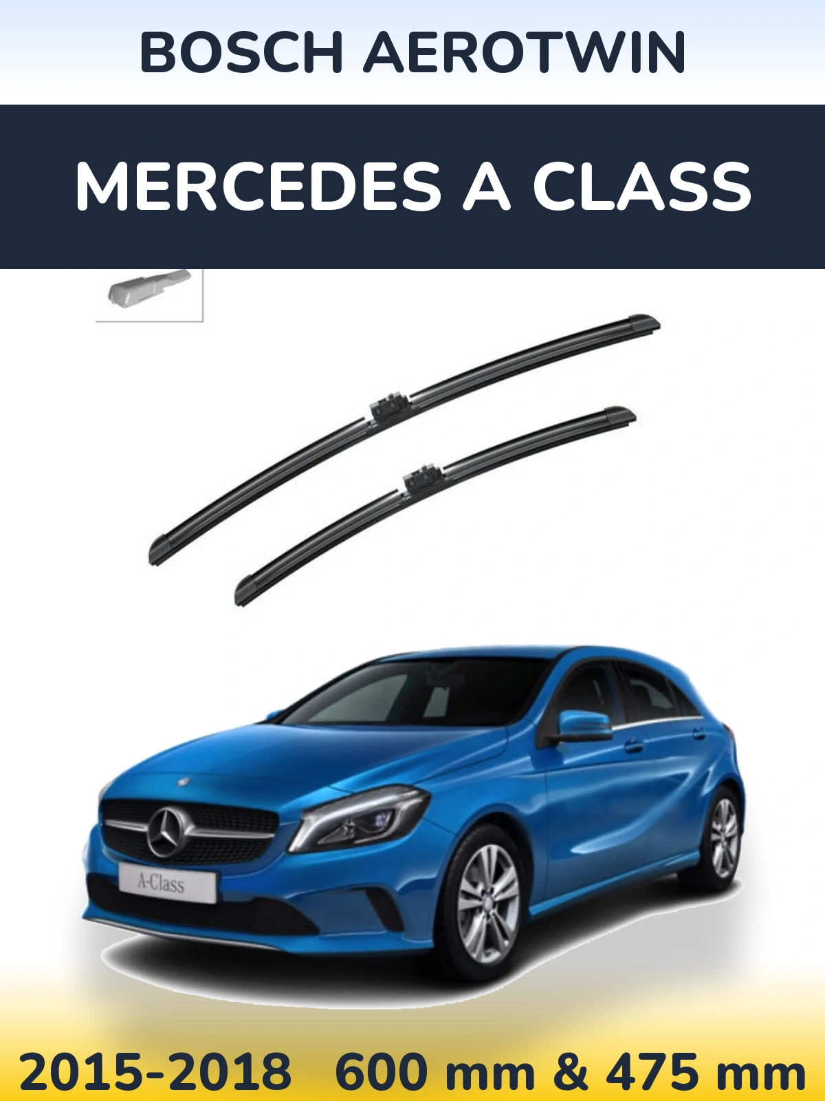 Sada předních stěračů BOSCH AeroTwin 600 a 475 mm pro Mercedes A Class 2015-2018