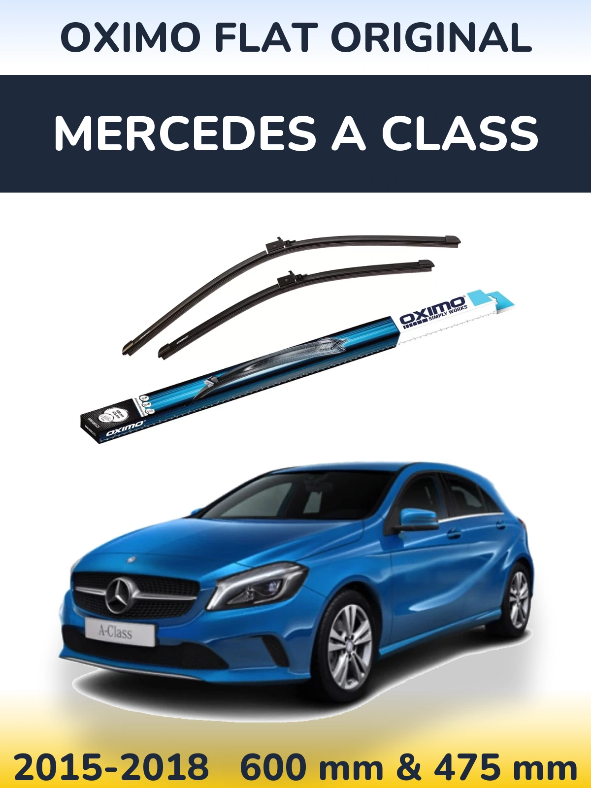 Sada předních stěračů Oximo Flat Original 600 a 475 mm pro Mercedes A Class 2015-2018