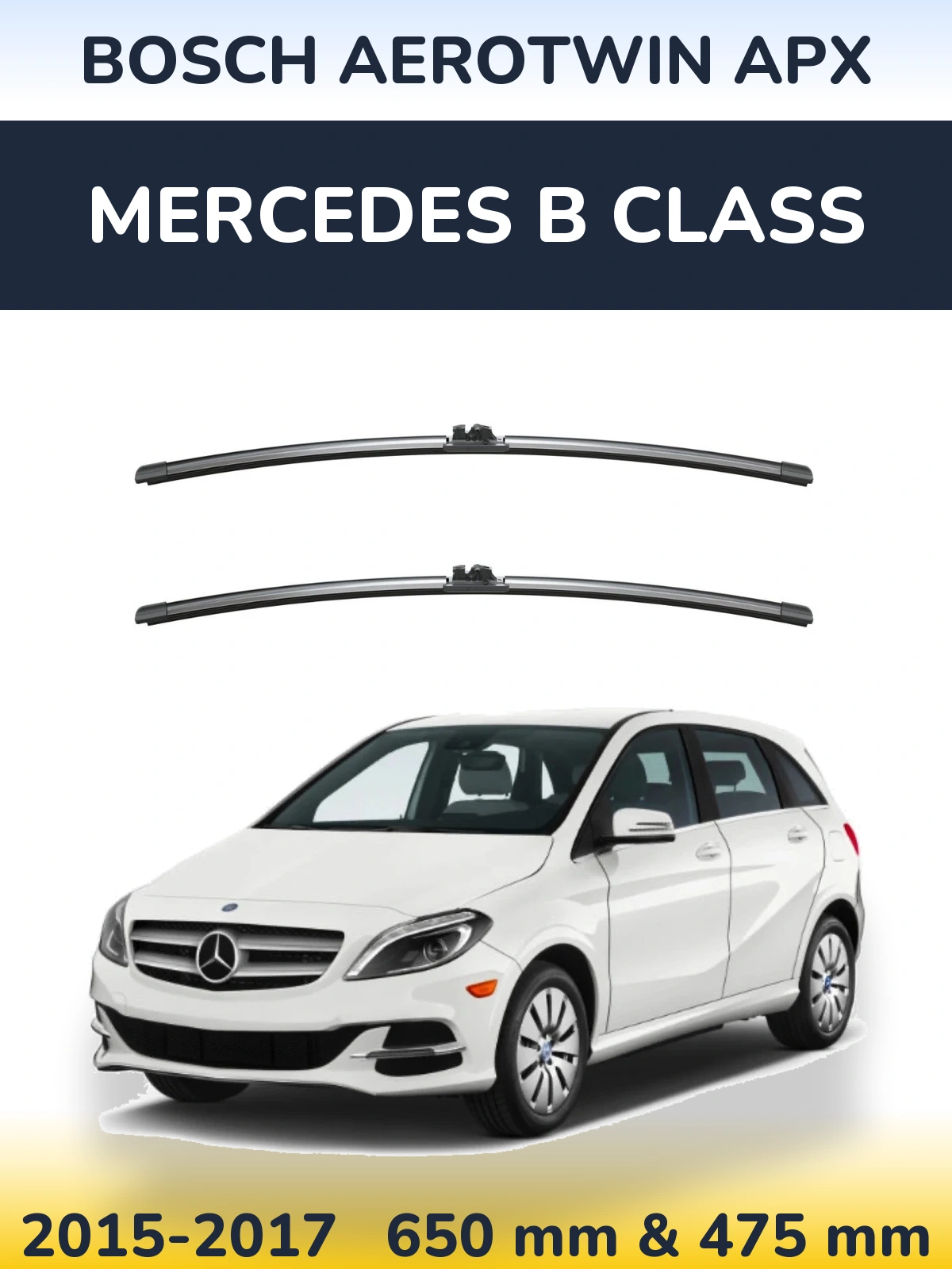Sada předních stěračů BOSCH AeroTwin APX 650 a 475 mm pro Mercedes B Class 2015-2017
