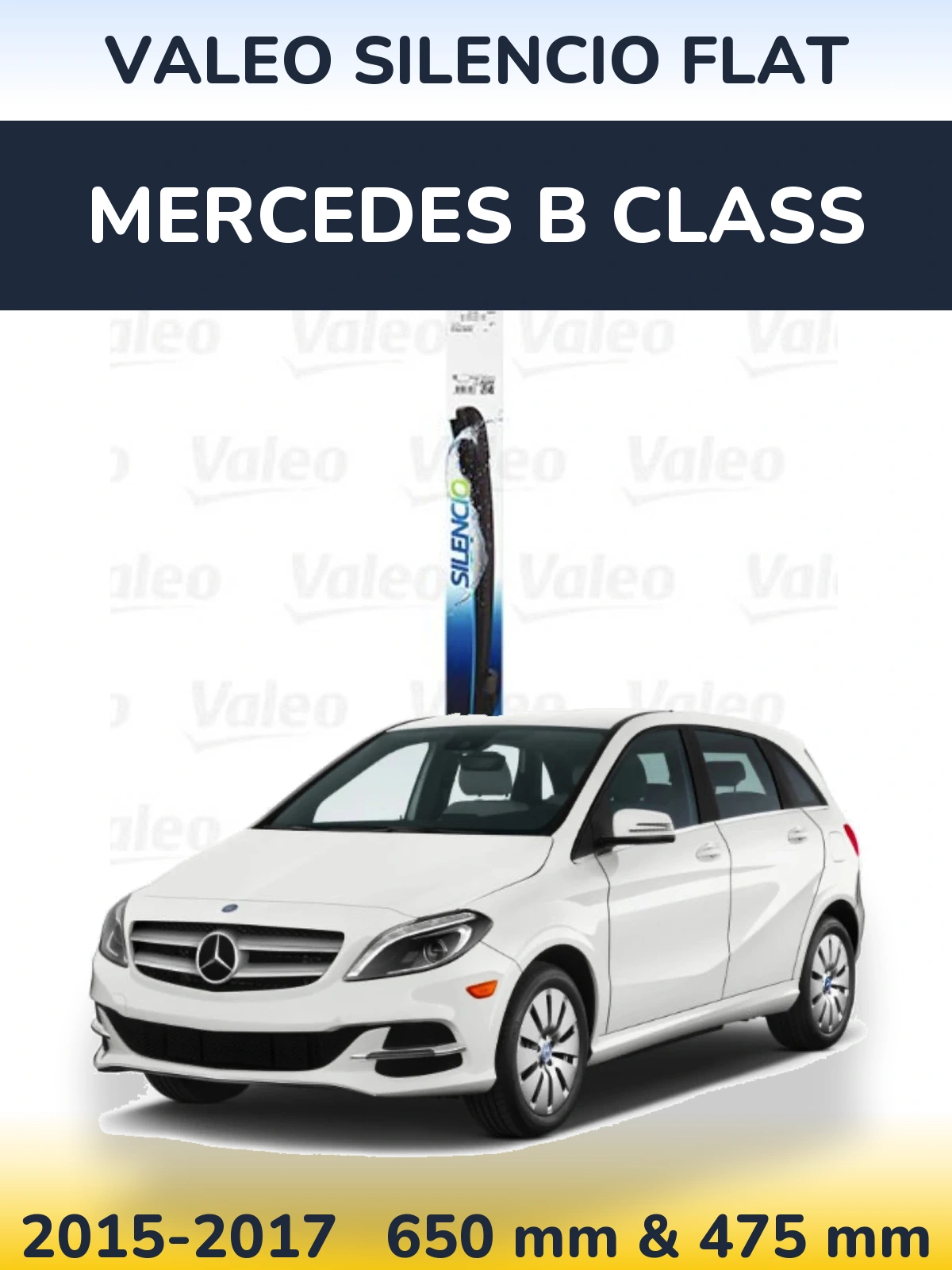 Sada předních stěračů Valeo Silencio Flat 650 a 475 mm pro Mercedes B Class 2015-2017