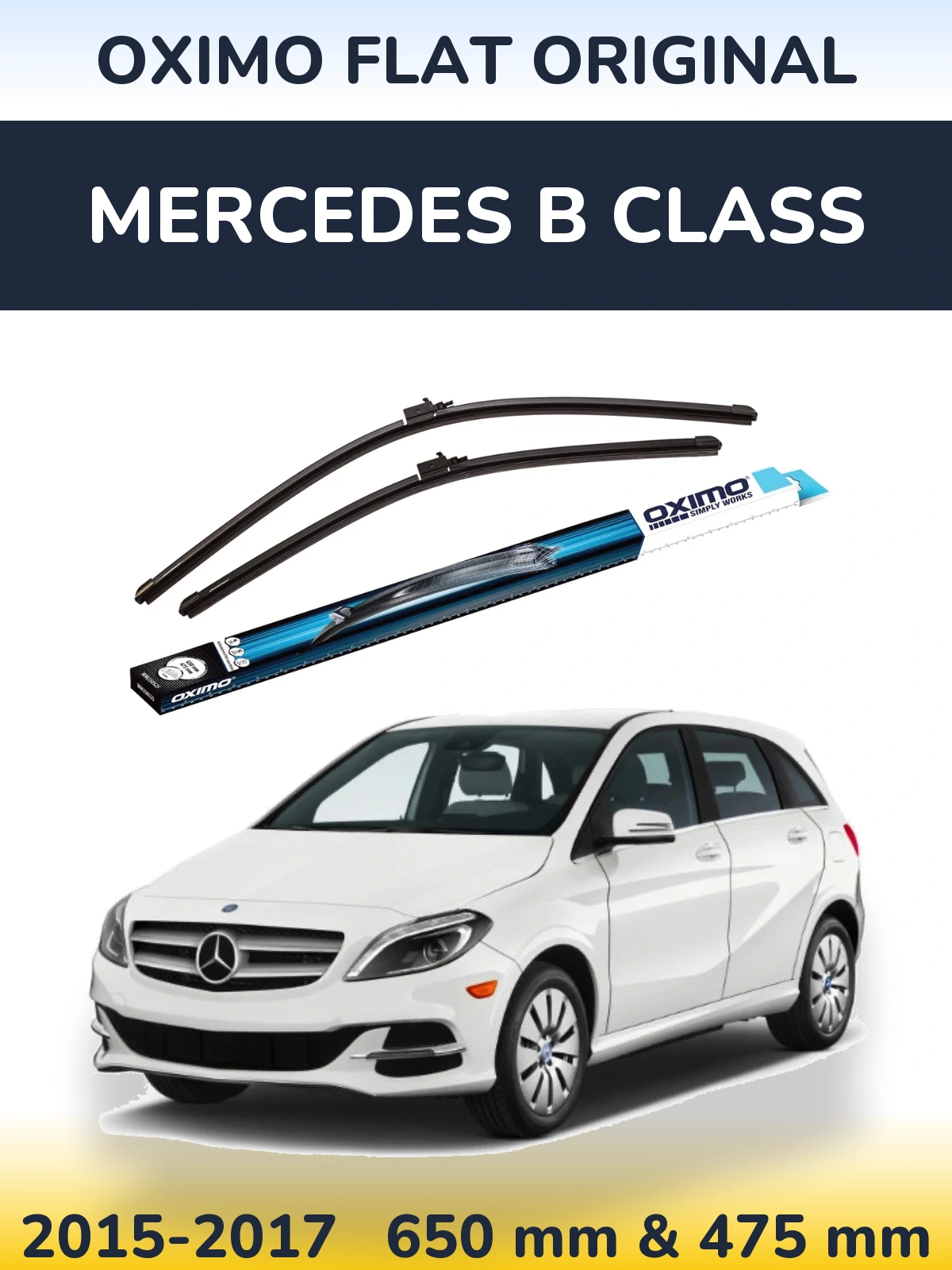 Sada předních stěračů Oximo Flat Original 650 a 475 mm pro Mercedes B Class 2015-2017