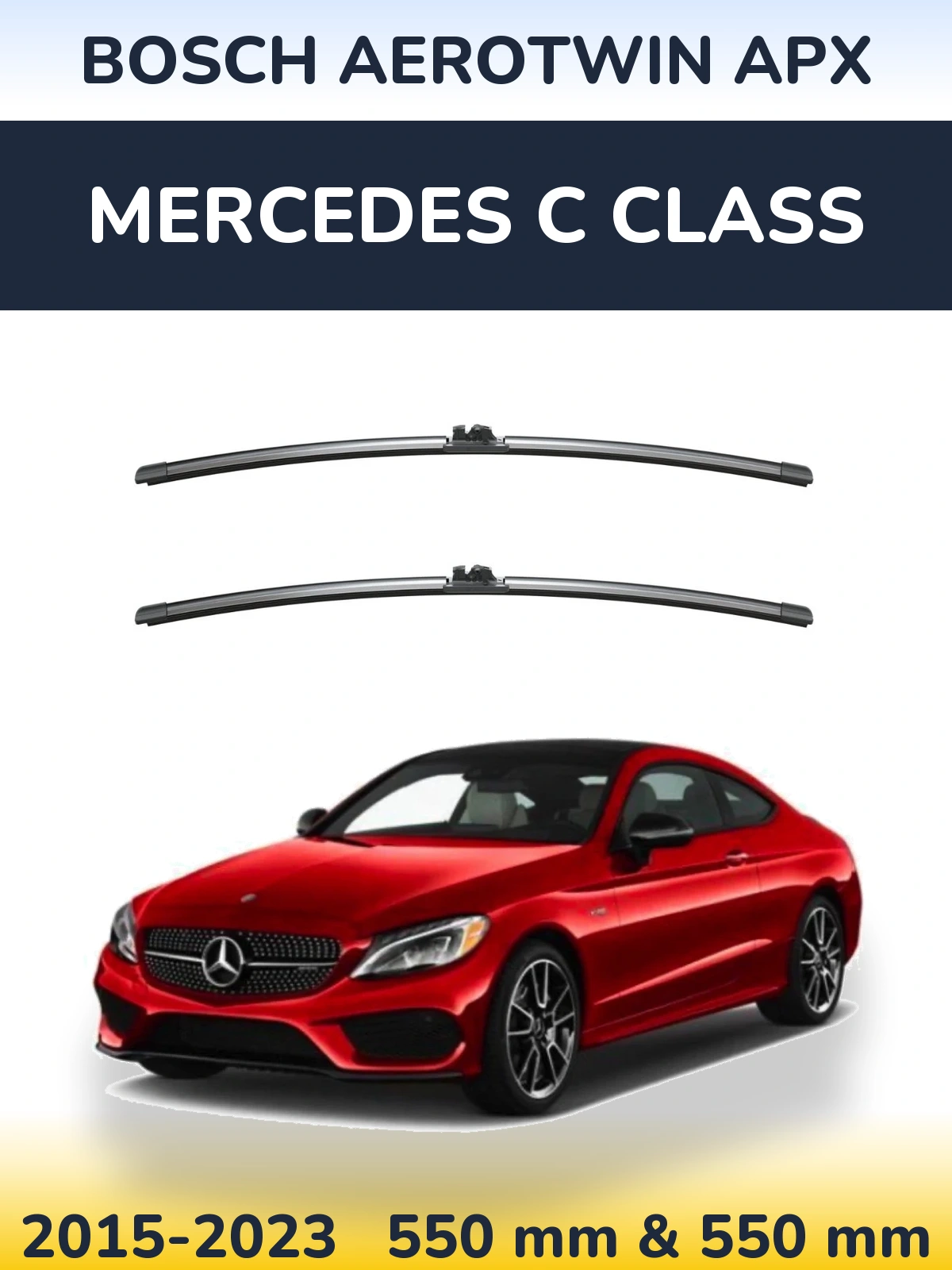 Sada předních stěračů BOSCH AeroTwin APX 550 a 550 mm pro Mercedes C Class 2015-2023