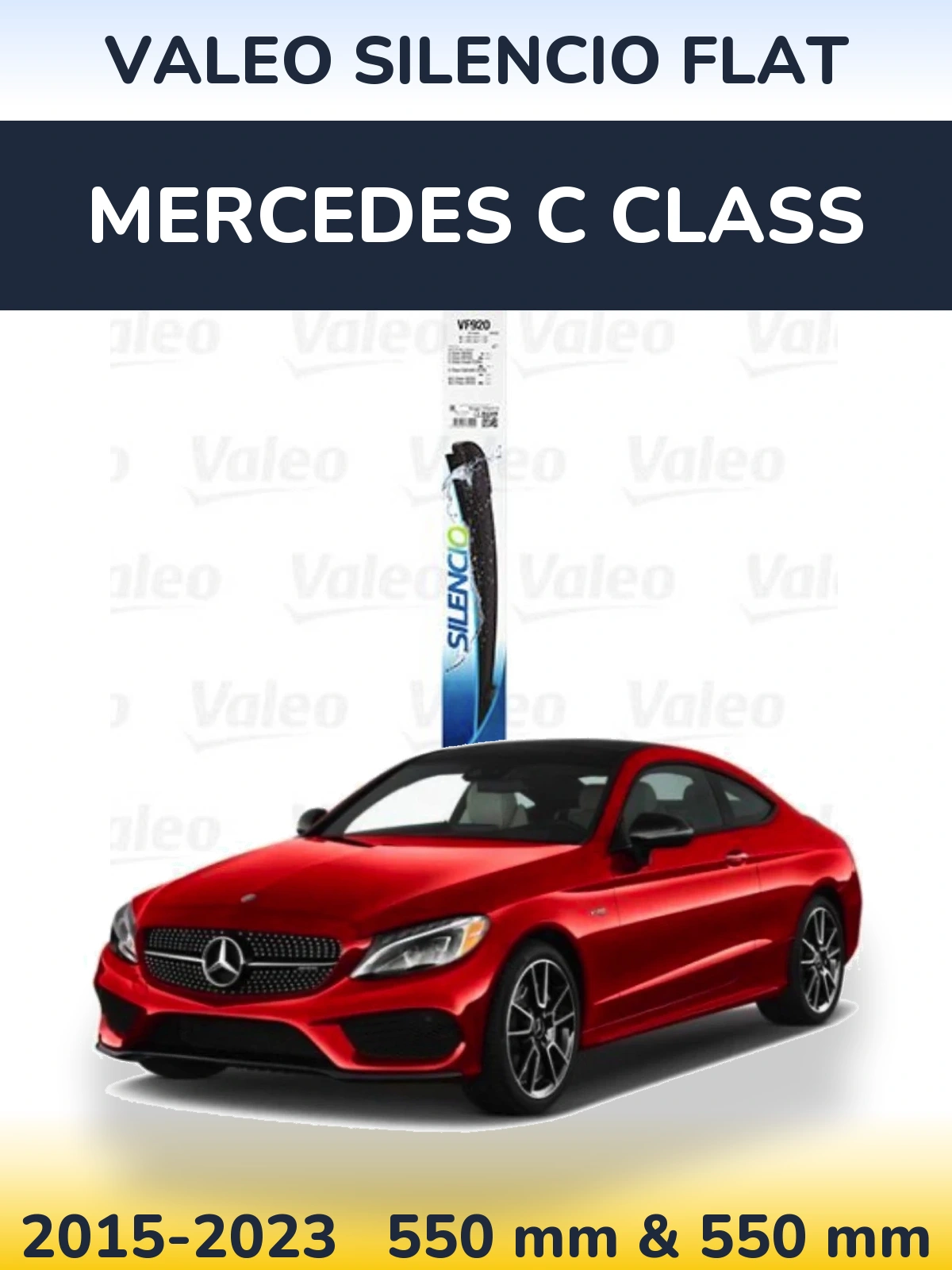 Sada předních stěračů Valeo Silencio Flat 550 a 550 mm pro Mercedes C Class 2015-2023