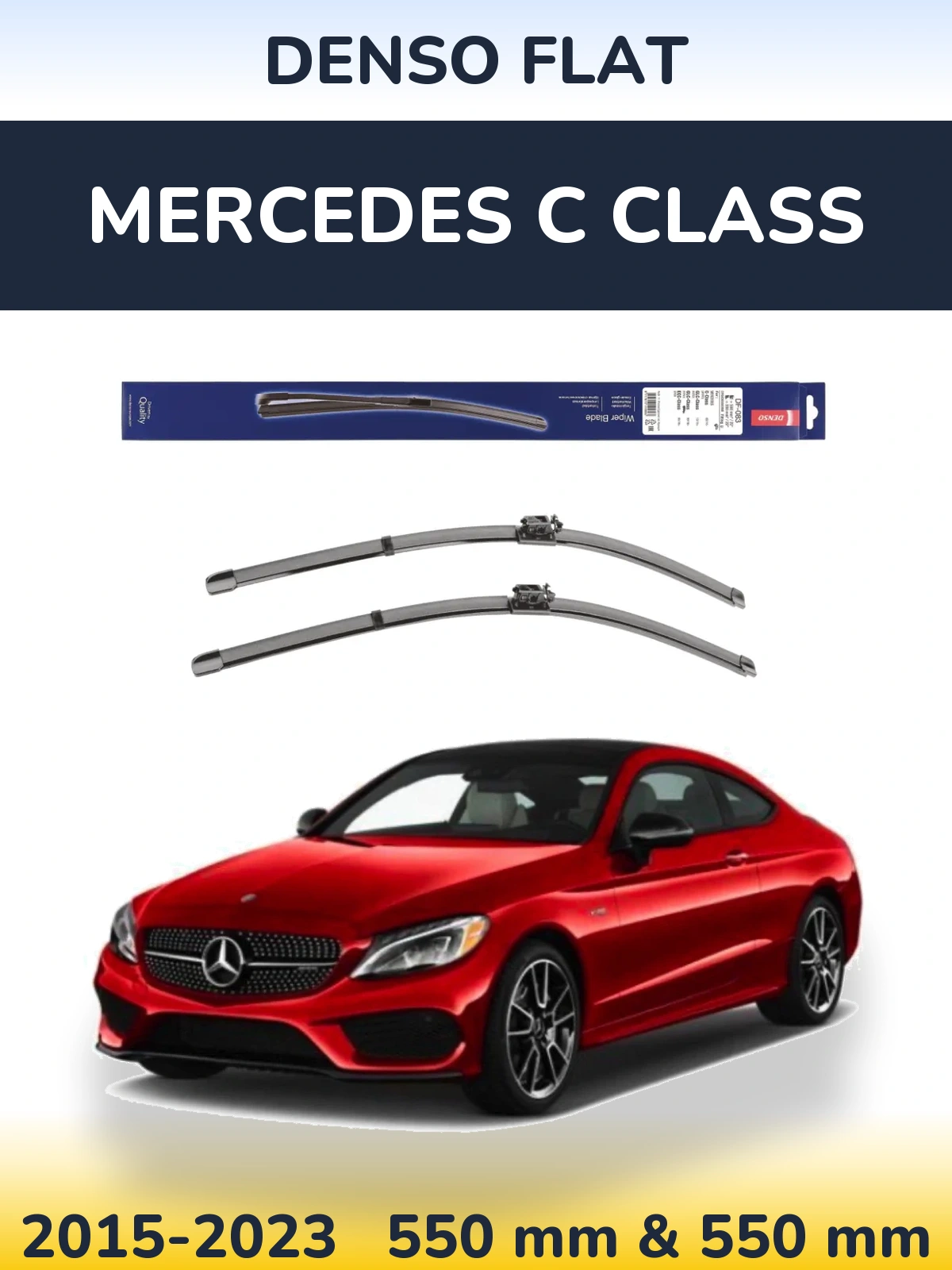 Комплект передніх щіток Denso Flat 550 & 550 мм для Mercedes C Class 2015-2023