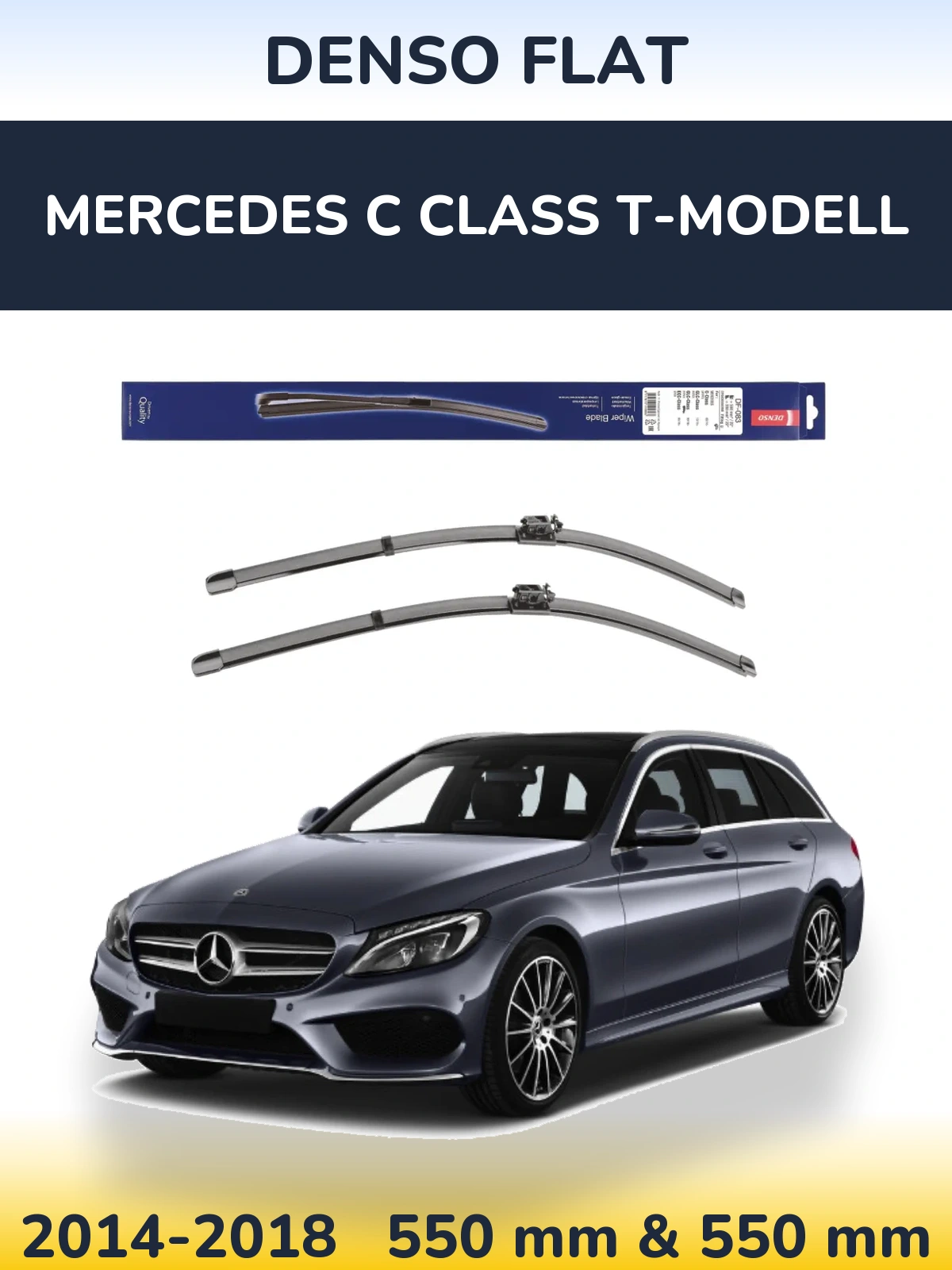 Комплект передніх щіток Denso Flat 550 & 550 мм для Mercedes C Class T-Модельl 2014-2018