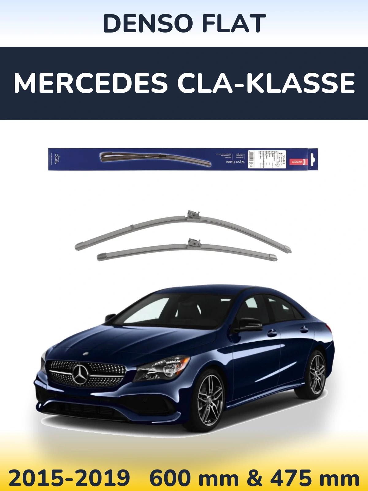 Sada předních stěračů Denso Flat 600 a 475 mm pro Mercedes CLA-Klasse 2015-2019