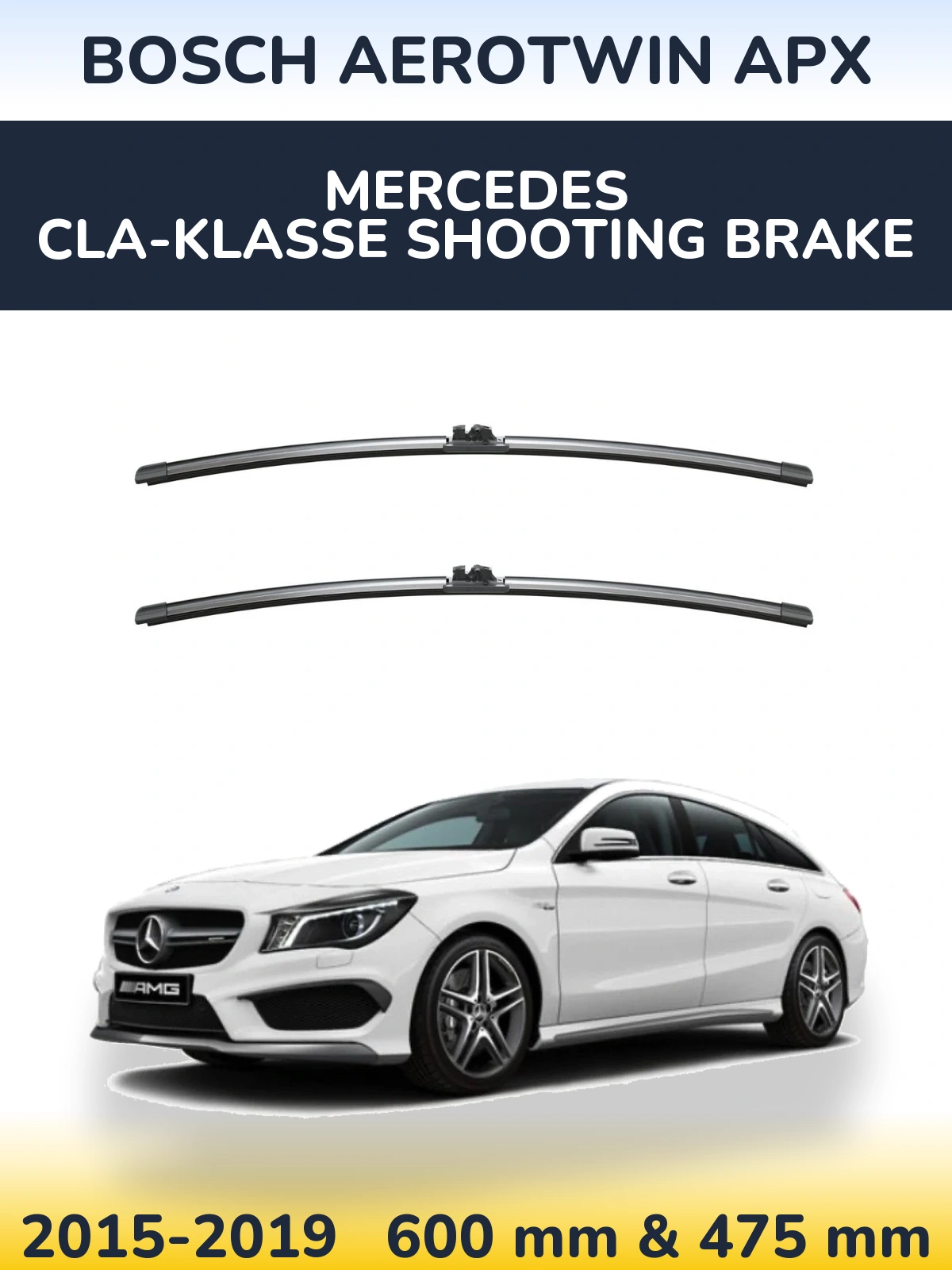 Sada předních stěračů BOSCH AeroTwin APX 600 a 475 mm pro Mercedes CLA-Klasse Shooting Brake 2015-2019