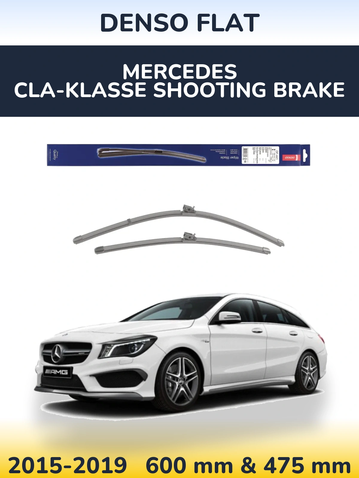 Sada předních stěračů Denso Flat 600 a 475 mm pro Mercedes CLA-Klasse Shooting Brake 2015-2019