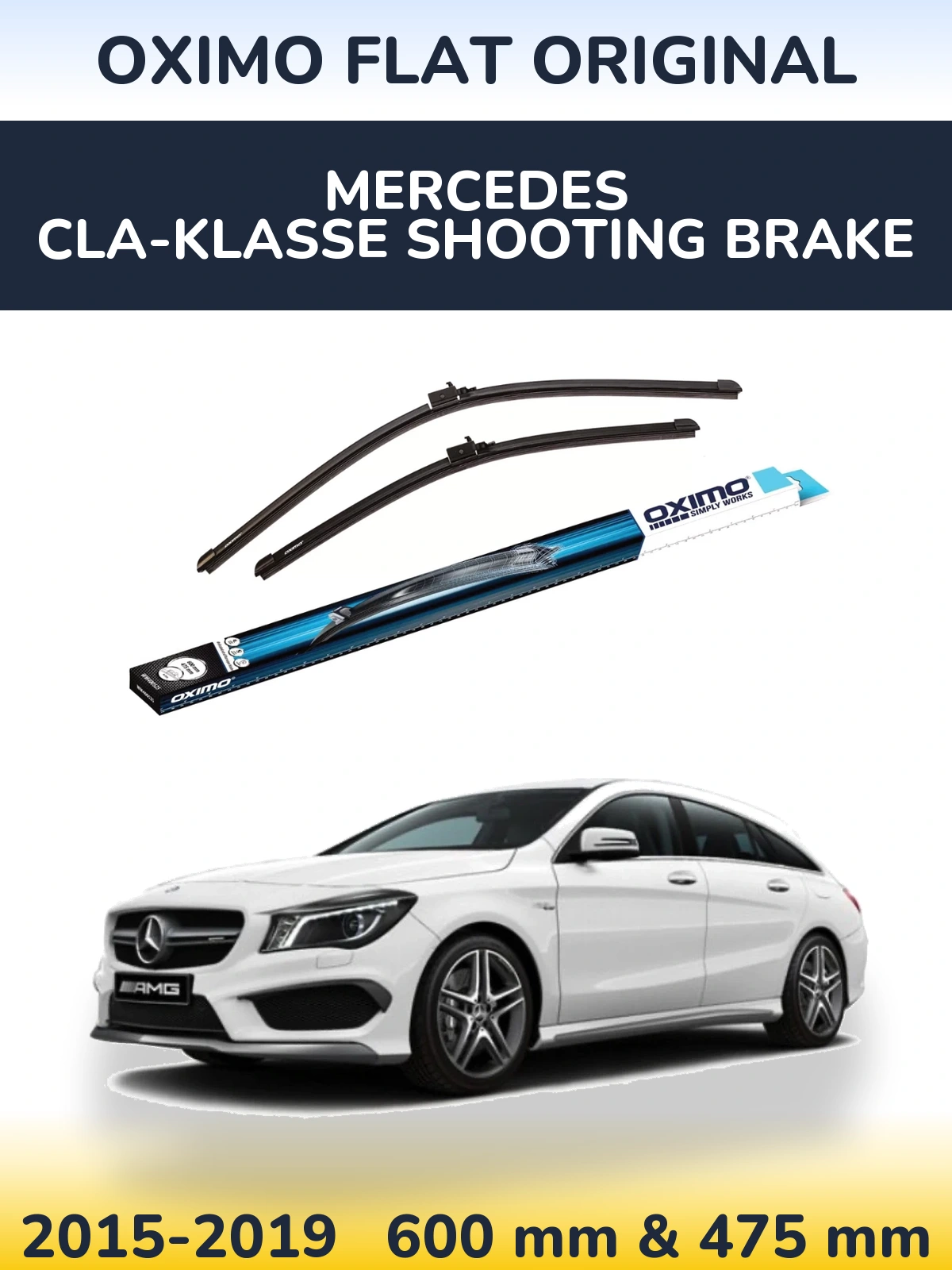 Sada předních stěračů Oximo Flat Original 600 a 475 mm pro Mercedes CLA-Klasse Shooting Brake 2015-2019