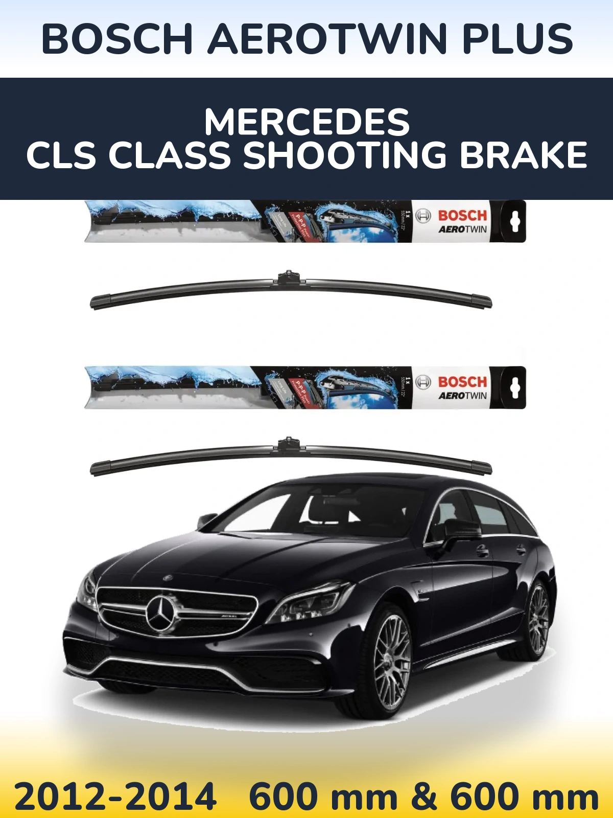 Sada předních stěračů BOSCH AeroTwin Plus 600 a 600 mm pro Mercedes CLS Class Shooting Brake 2012-2014