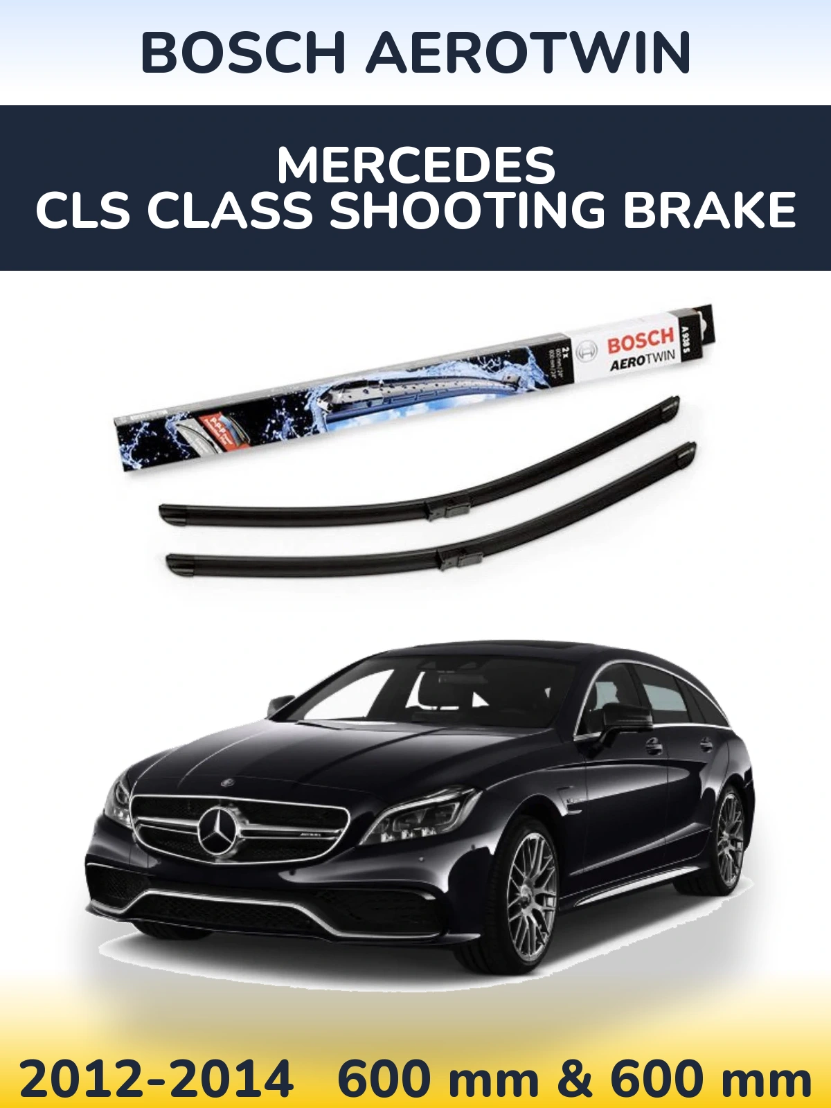 Sada předních stěračů BOSCH AeroTwin 600 a 600 mm pro Mercedes CLS Class Shooting Brake 2012-2014