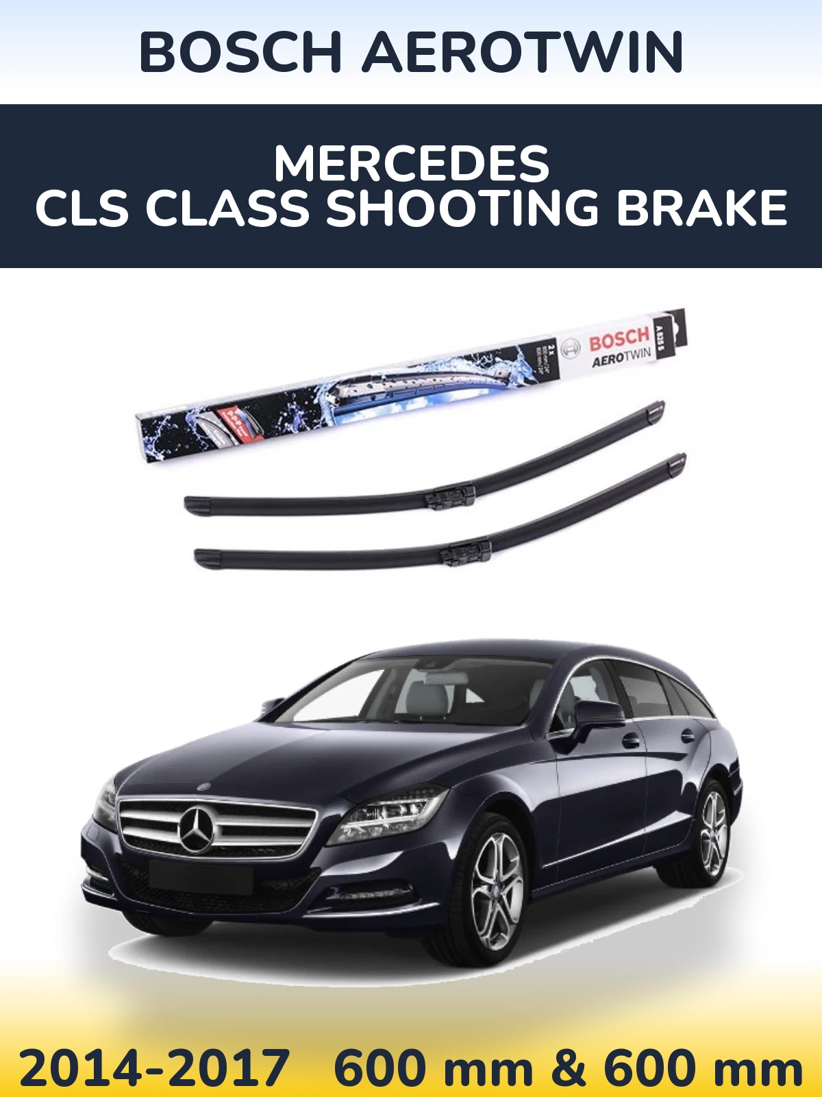 Sada předních stěračů BOSCH AeroTwin 600 a 600 mm pro Mercedes CLS Class Shooting Brake 2014-2017