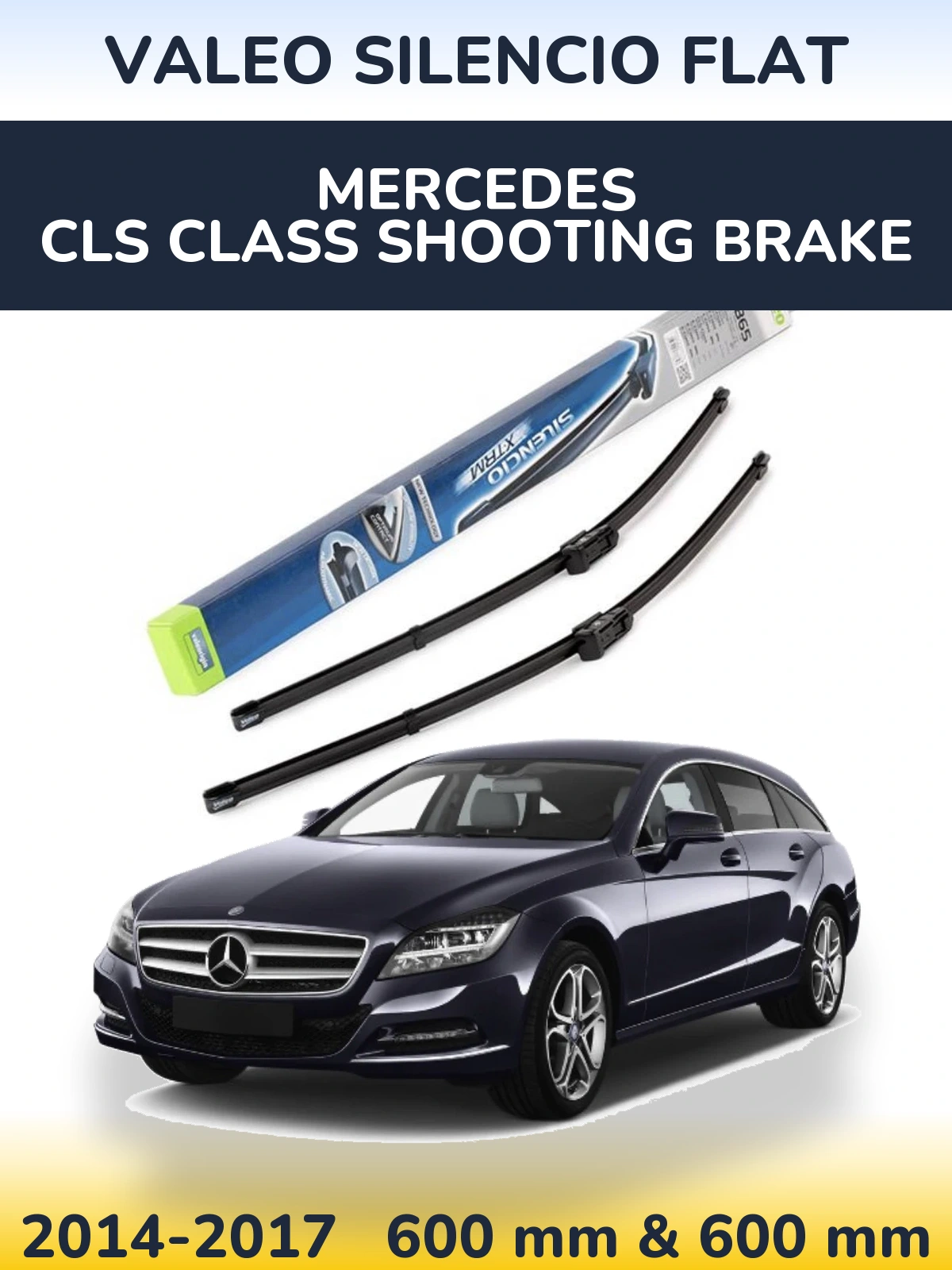 Sada předních stěračů Valeo Silencio Flat 600 a 600 mm pro Mercedes CLS Class Shooting Brake 2014-2017