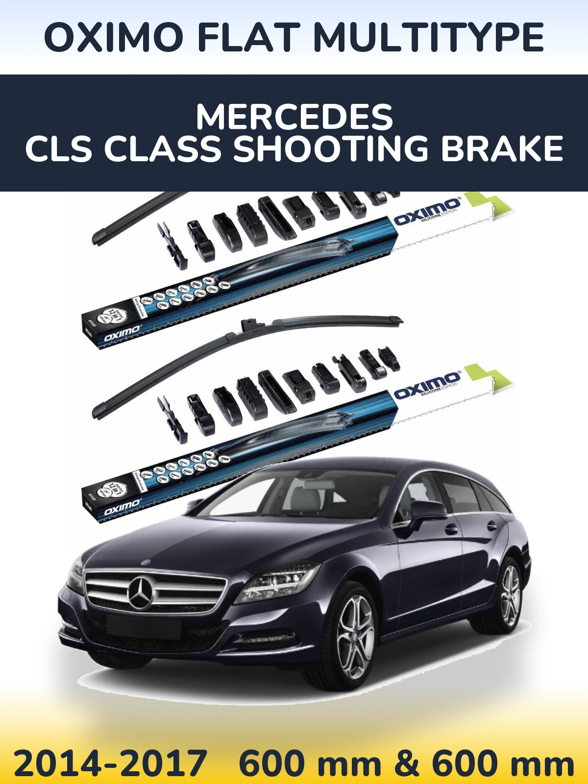Комплект передніх щіток Oximo Flat MultiТипe 600 & 600 мм для Mercedes CLS Class Shooting Brake 2014-2017