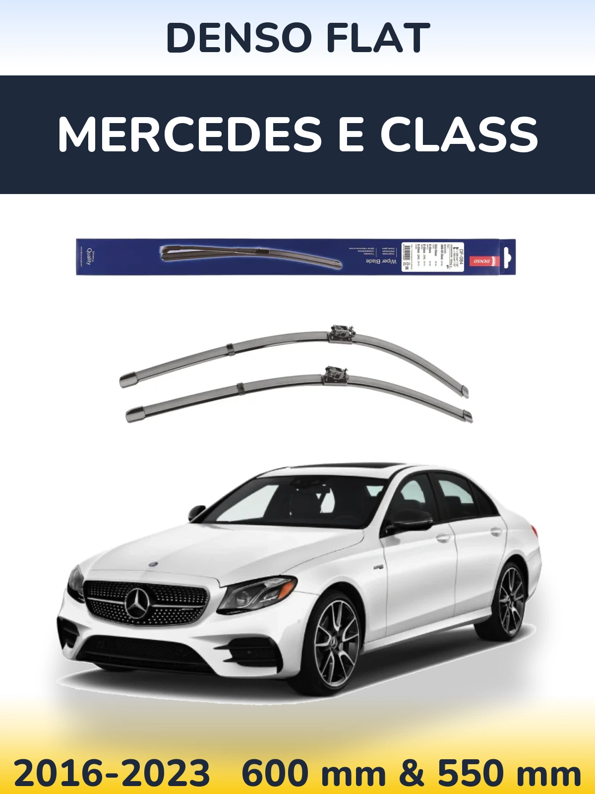 Sada předních stěračů Denso Flat 600 a 550 mm pro Mercedes E Class 2016-2023