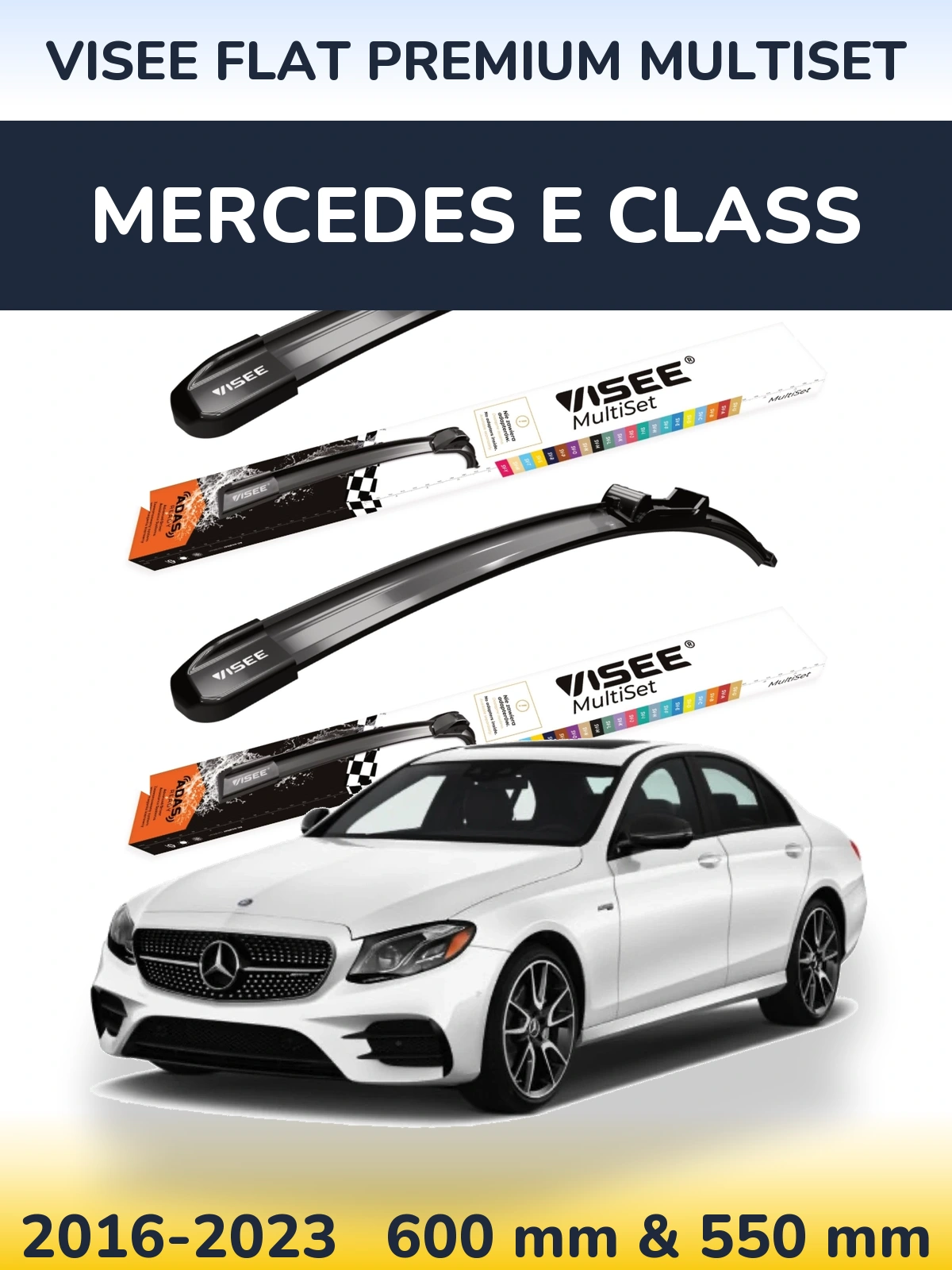 Sada předních stěračů VISEE FLAT PREMIUM MultiSet 600 a 550 mm pro Mercedes E Class 2016-2023