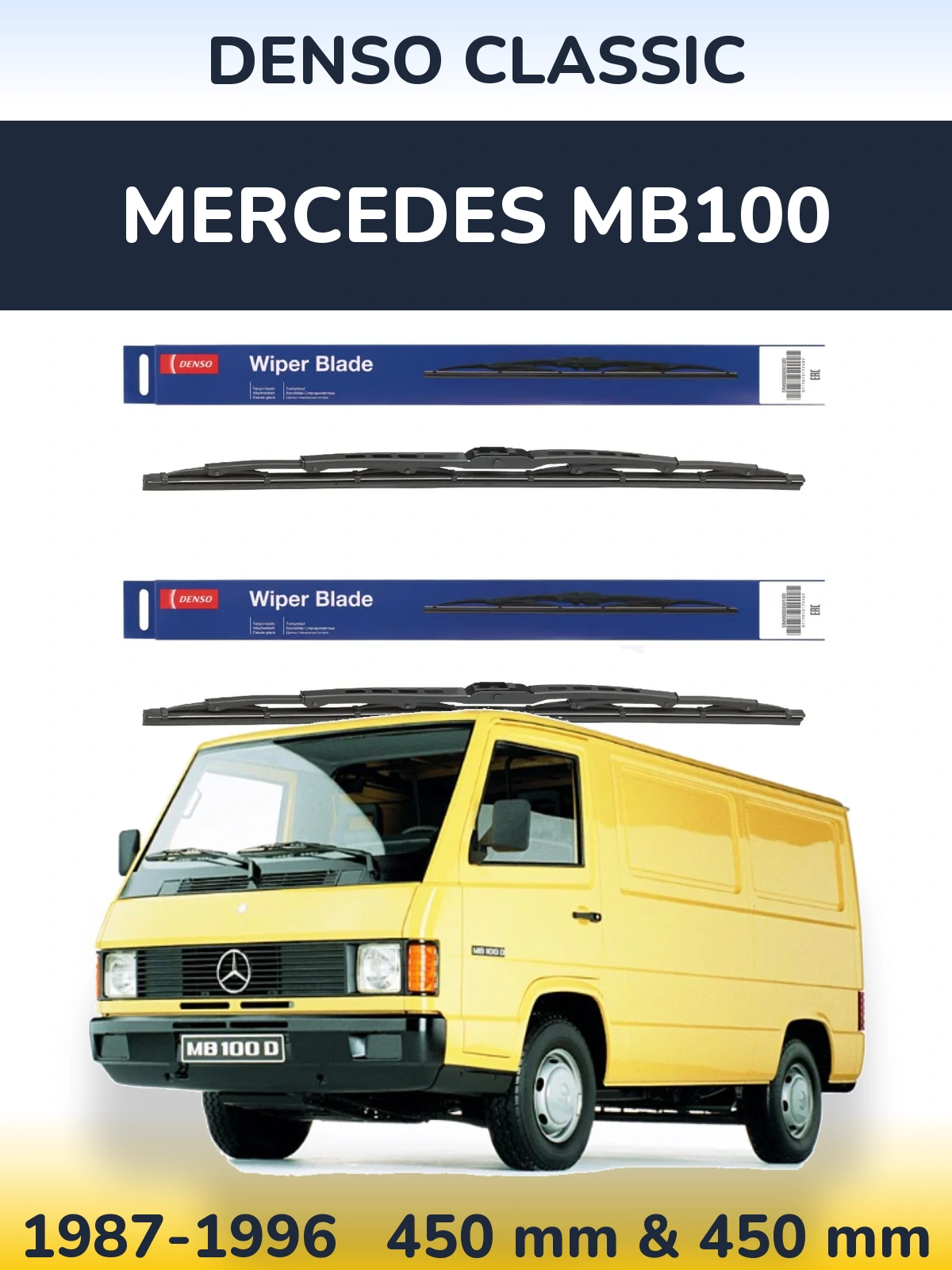 Sada předních stěračů Denso Classic 450 a 450 mm pro Mercedes MB100 1987-1996