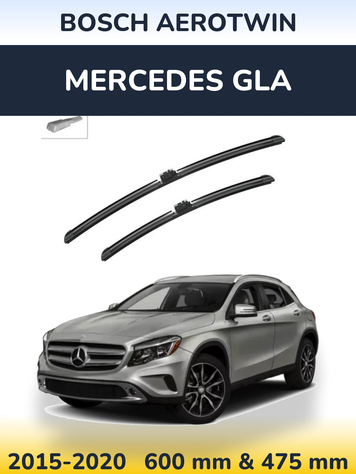 Комплект передніх щіток BOSCH AeroTwin 600 & 475 мм для Mercedes GLA 2015-2020
