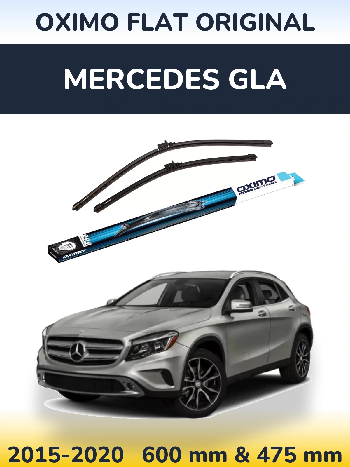 Sada předních stěračů Oximo Flat Original 600 a 475 mm pro Mercedes GLA 2015-2020