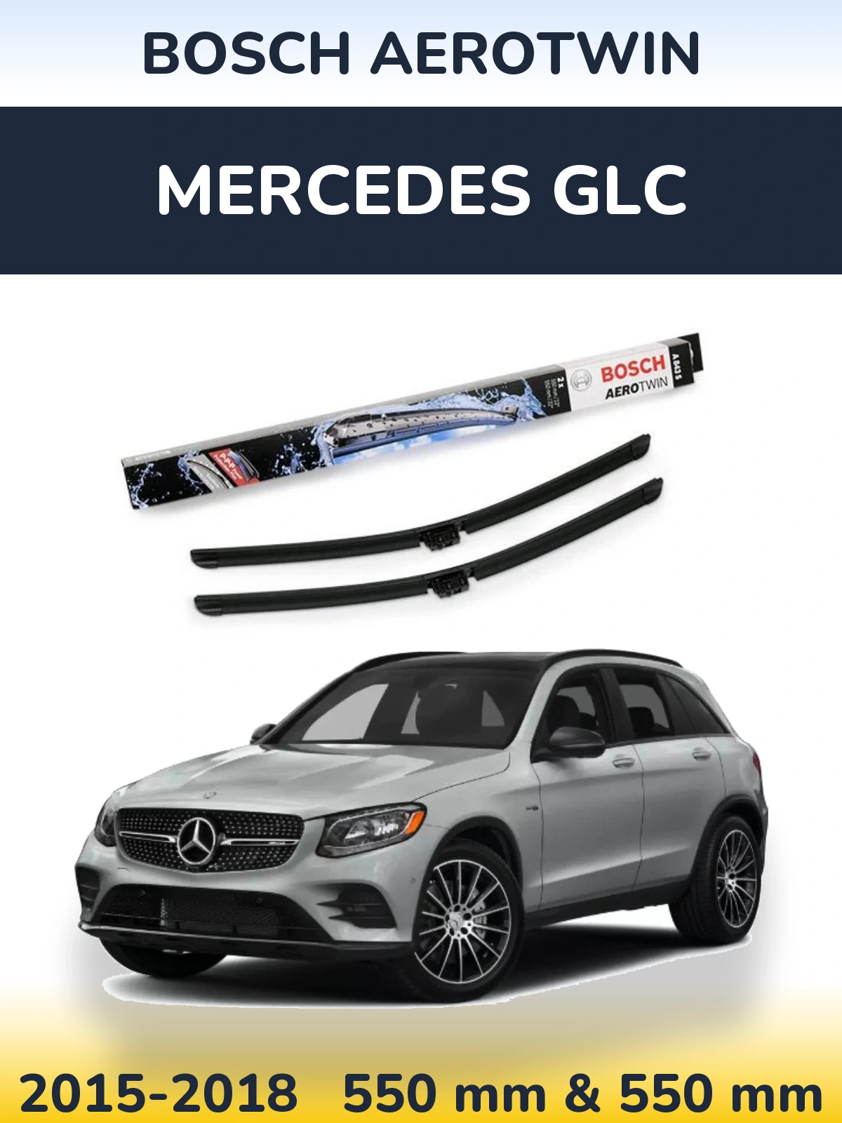 Sada předních stěračů BOSCH AeroTwin 550 a 550 mm pro Mercedes GLC 2015-2018
