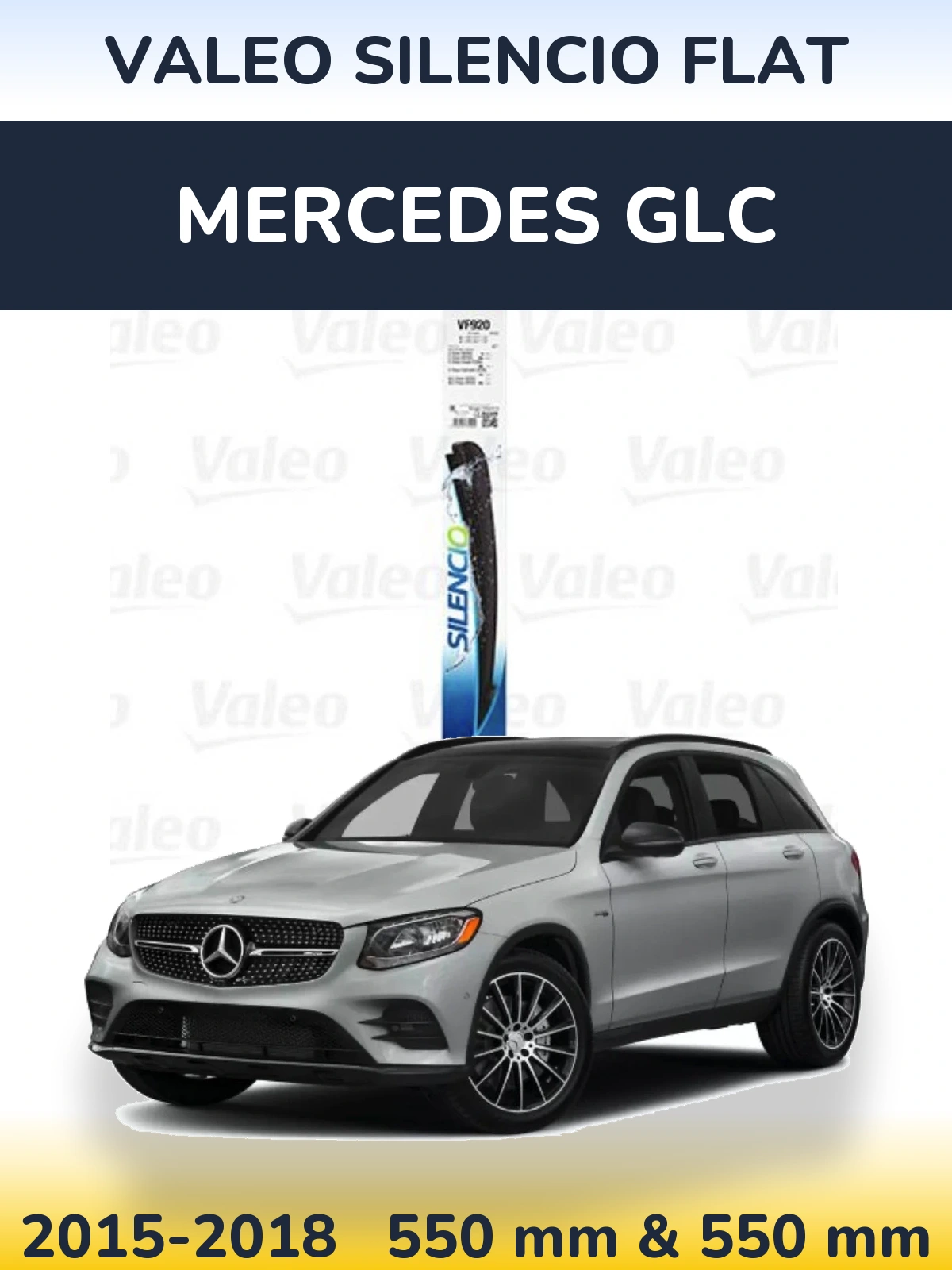 Sada předních stěračů Valeo Silencio Flat 550 a 550 mm pro Mercedes GLC 2015-2018