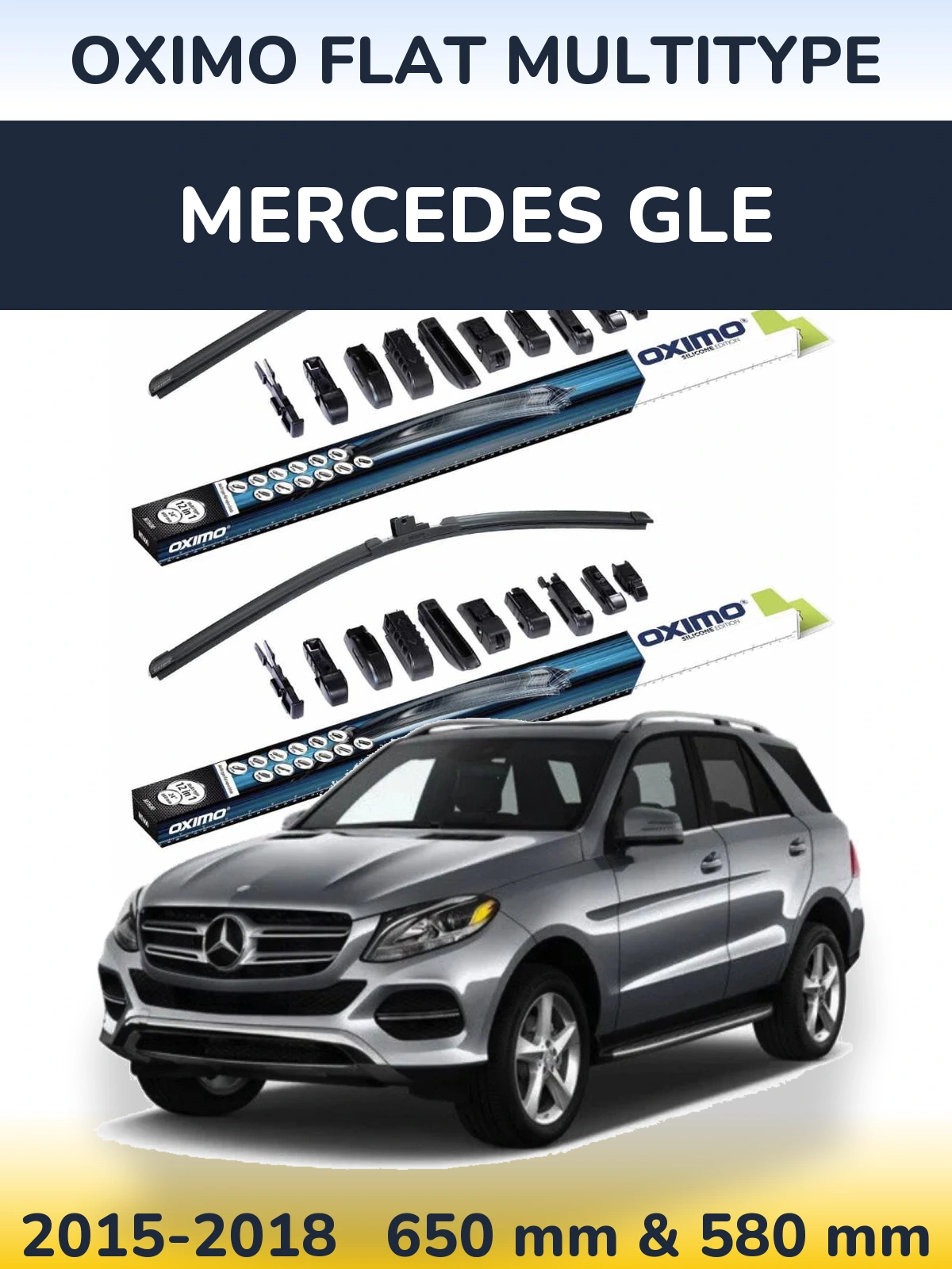 Sada předních stěračů Oximo Flat MultiType 650 a 580 mm pro Mercedes GLE 2015-2018