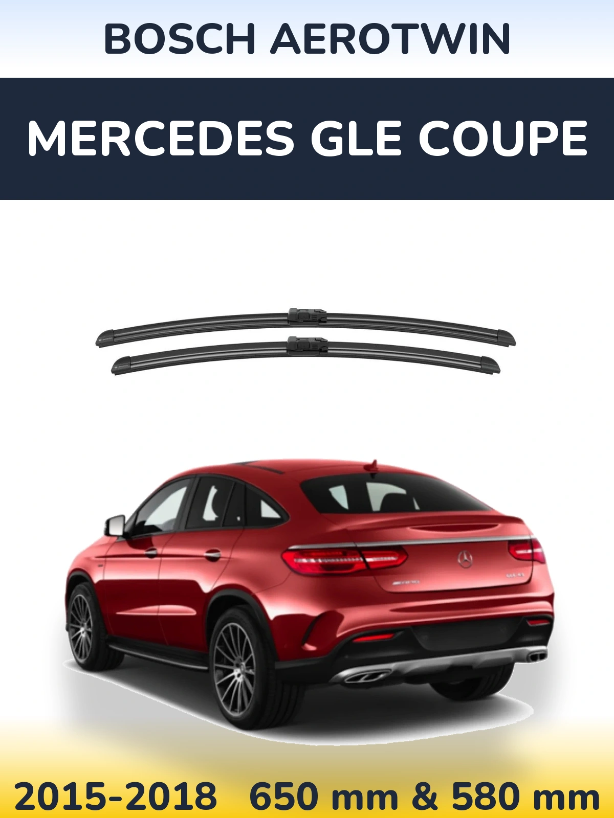 Sada předních stěračů BOSCH AeroTwin 650 a 580 mm pro Mercedes GLE Coupe 2015-2018