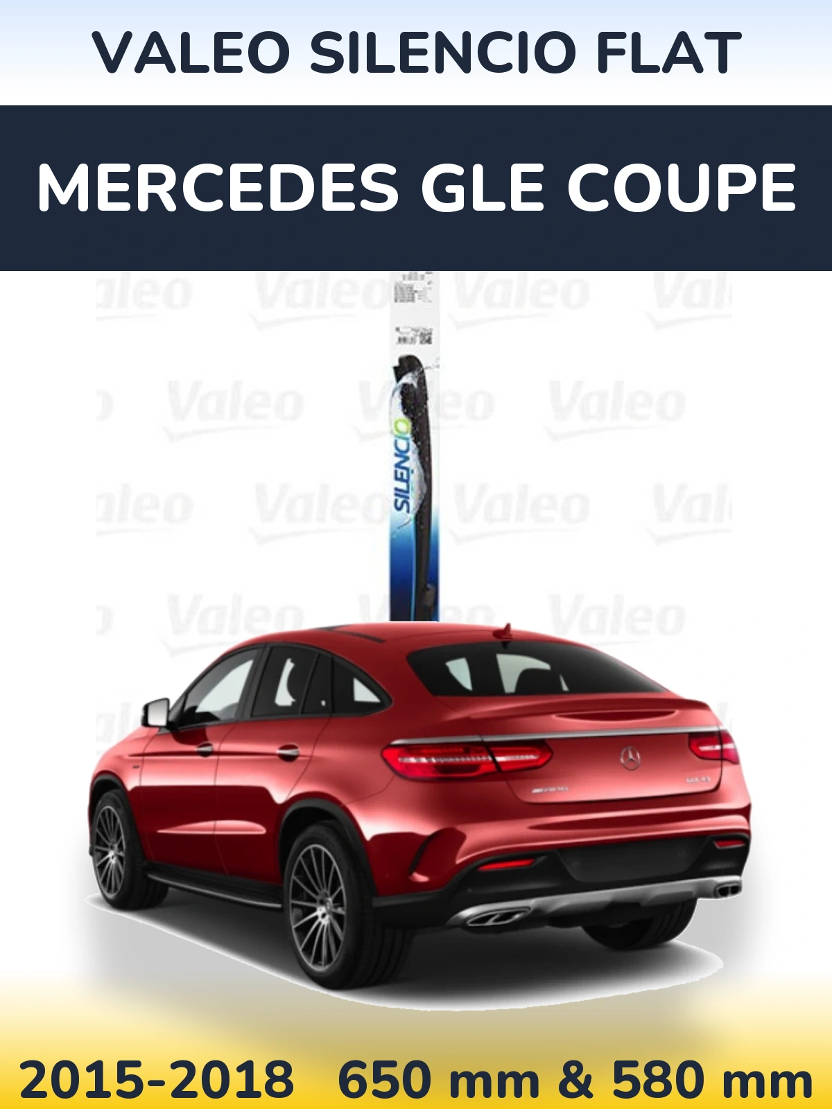 Sada předních stěračů Valeo Silencio Flat 650 a 580 mm pro Mercedes GLE Coupe 2015-2018