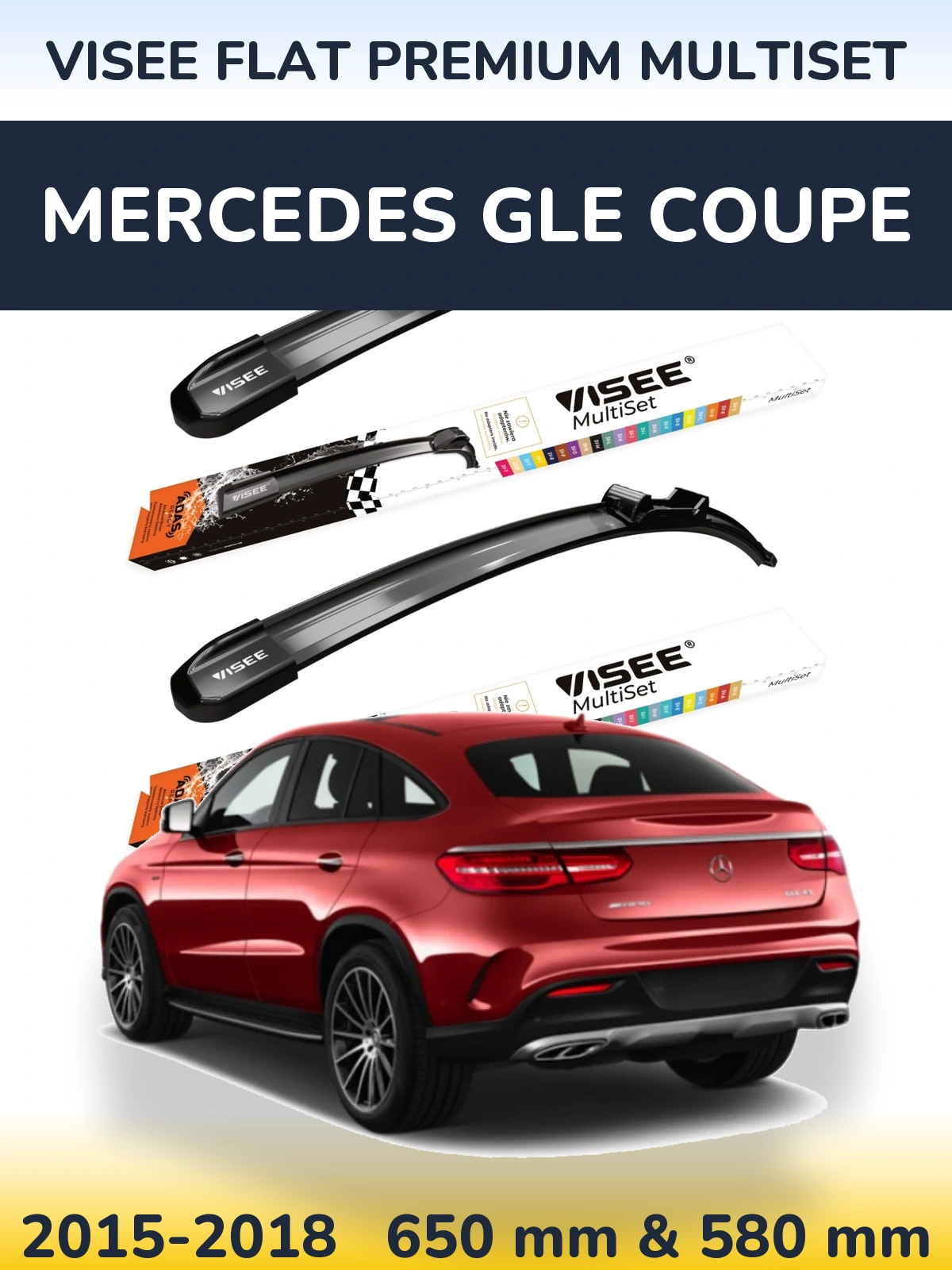 Sada předních stěračů VISEE FLAT PREMIUM MultiSet 650 a 580 mm pro Mercedes GLE Coupe 2015-2018