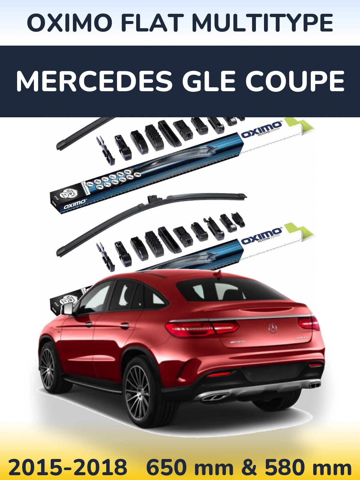 Sada předních stěračů Oximo Flat MultiType 650 a 580 mm pro Mercedes GLE Coupe 2015-2018
