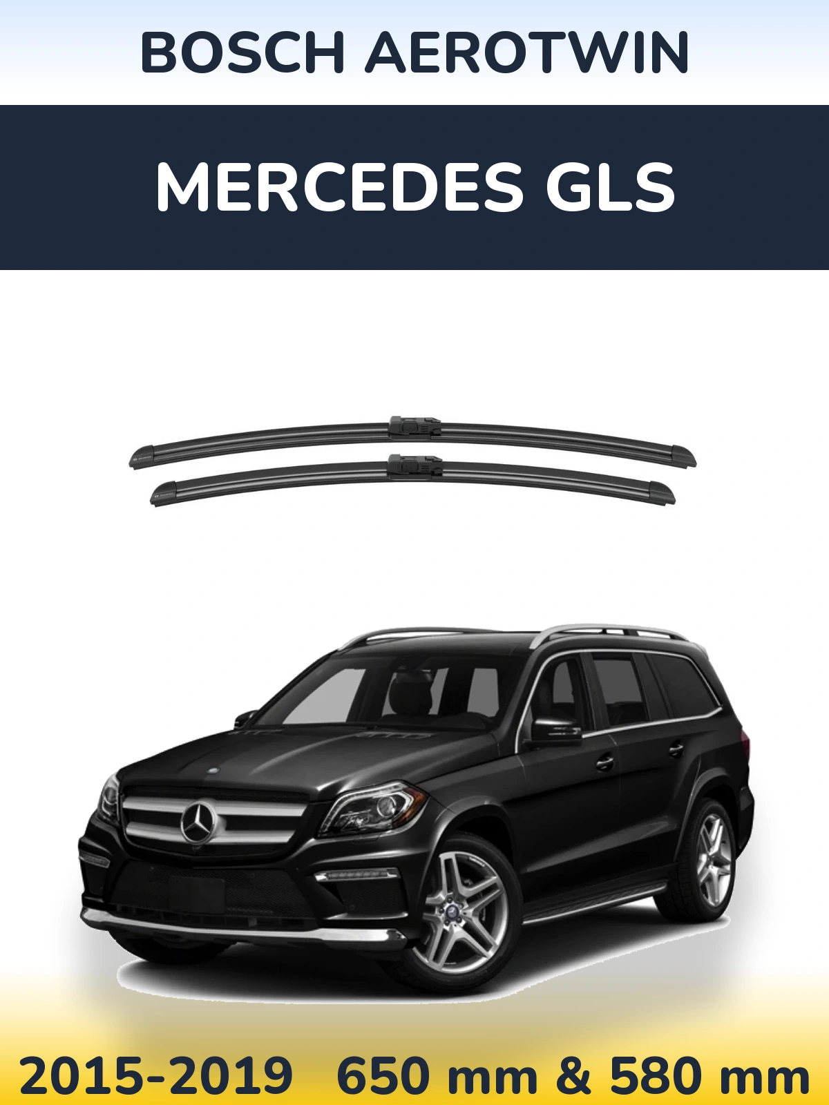 Sada předních stěračů BOSCH AeroTwin 650 a 580 mm pro Mercedes GLS 2015-2019