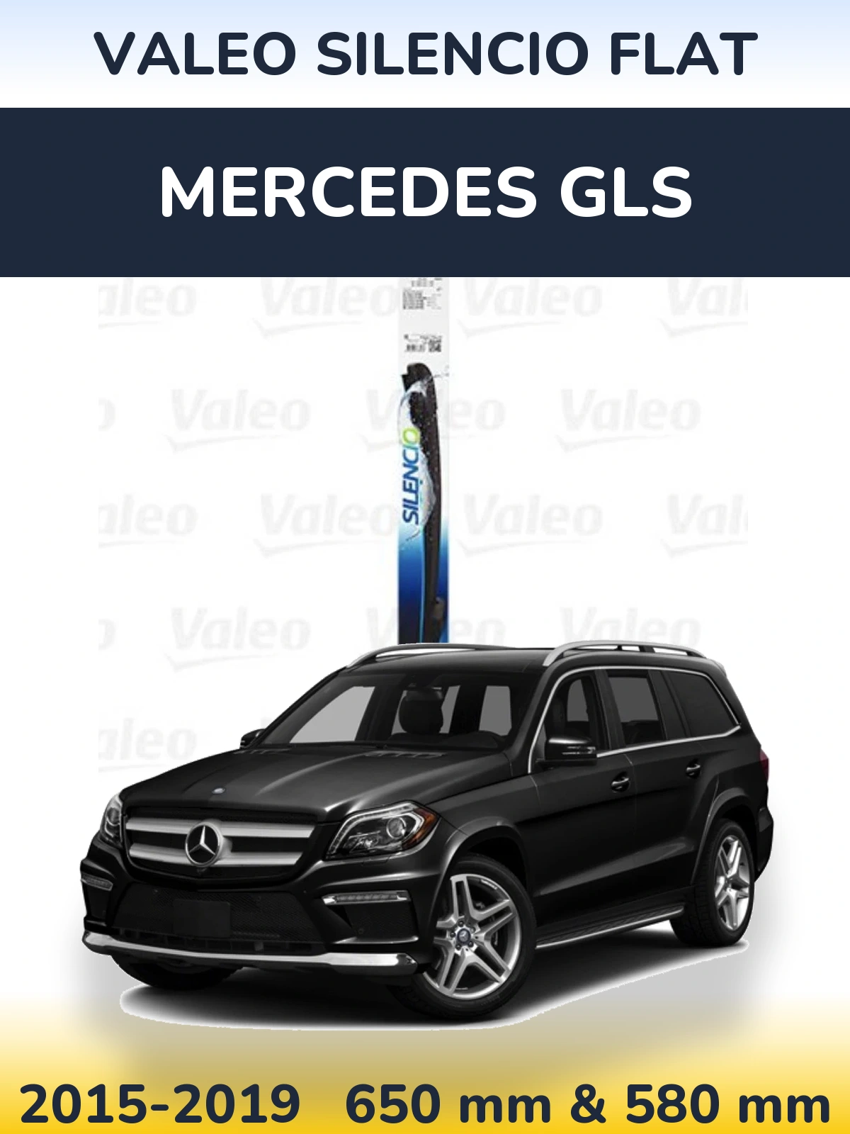 Sada předních stěračů Valeo Silencio Flat 650 a 580 mm pro Mercedes GLS 2015-2019