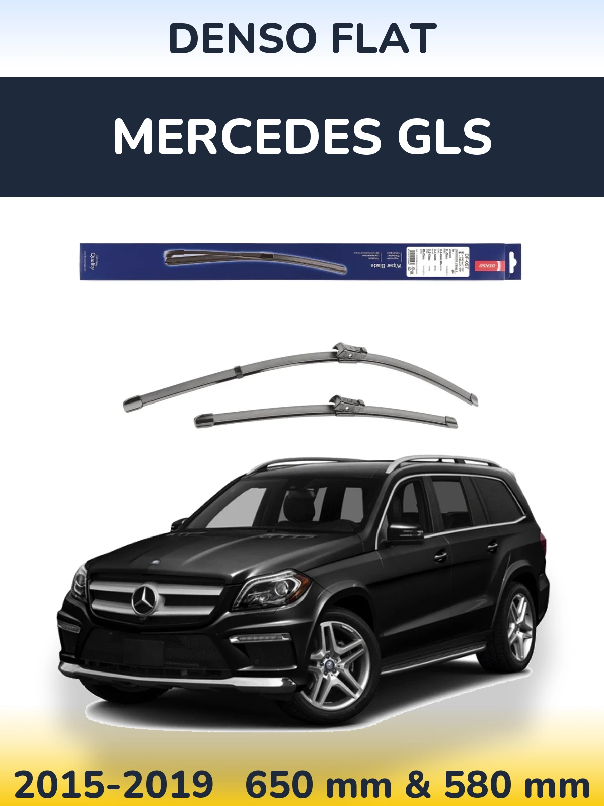 Sada předních stěračů Denso Flat 650 a 580 mm pro Mercedes GLS 2015-2019