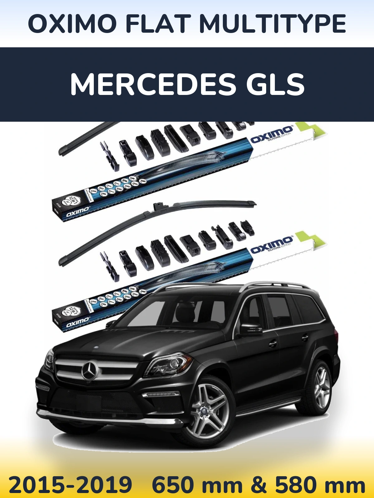 Sada předních stěračů Oximo Flat MultiType 650 a 580 mm pro Mercedes GLS 2015-2019