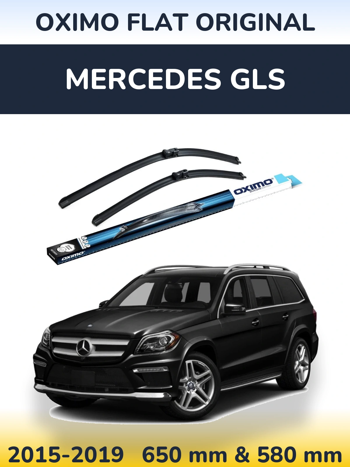 Sada předních stěračů Oximo Flat Original 650 a 580 mm pro Mercedes GLS 2015-2019
