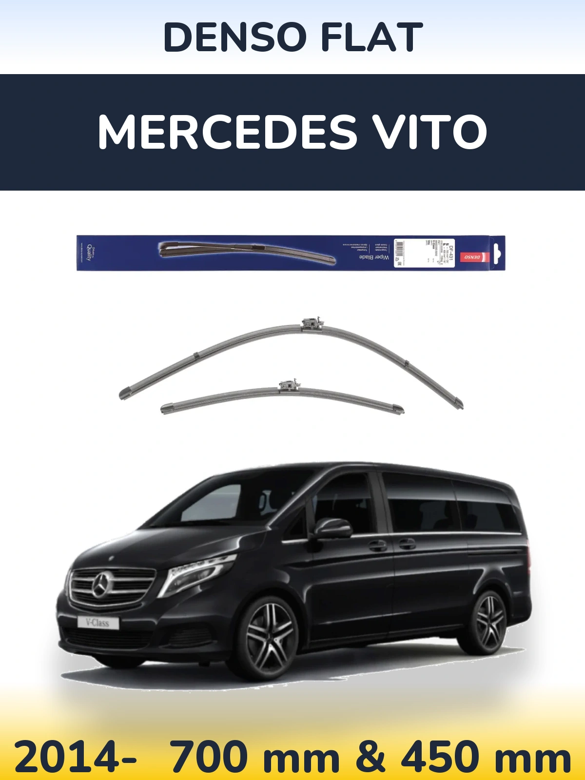 Sada předních stěračů Denso Flat 700 a 450 mm pro Mercedes Vito 2014-2026