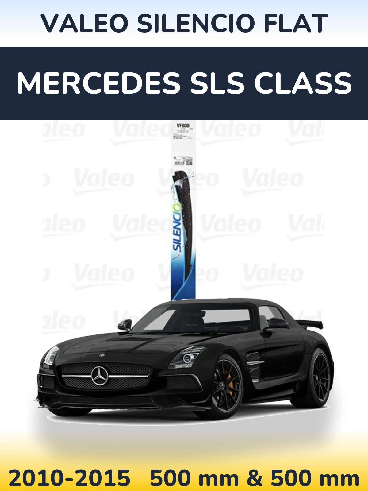 Sada předních stěračů Valeo Silencio Flat 500 a 500 mm pro Mercedes SLS Class 2010-2015