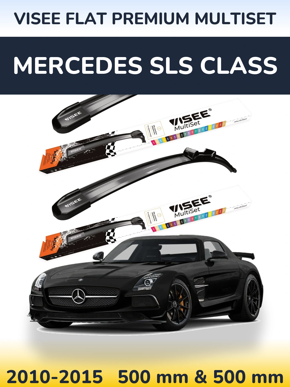 Sada předních stěračů VISEE FLAT PREMIUM MultiSet 500 a 500 mm pro Mercedes SLS Class 2010-2015