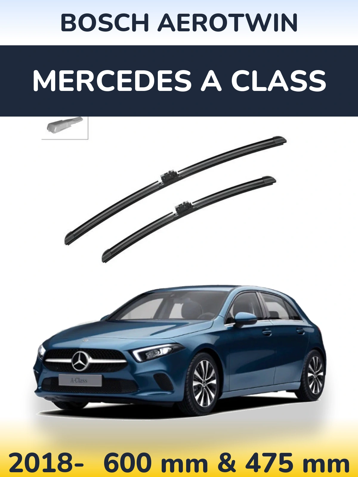 Комплект передніх щіток BOSCH AeroTwin 600 & 475 мм для Mercedes A Class 2018-2026
