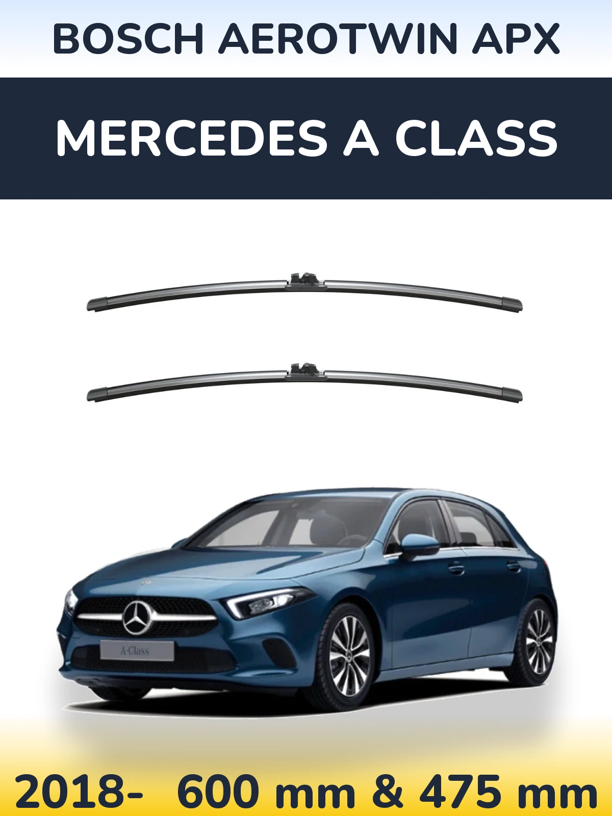 Sada předních stěračů BOSCH AeroTwin APX 600 a 475 mm pro Mercedes A Class 2018-2026