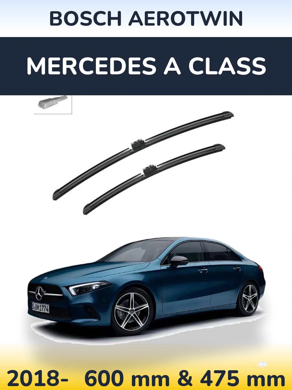 Sada předních stěračů BOSCH AeroTwin 600 a 475 mm pro Mercedes A Class 2018-2026