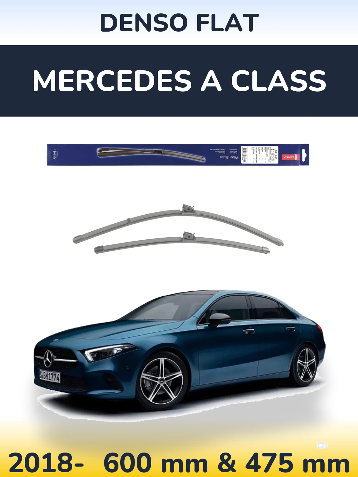 Sada předních stěračů Denso Flat 600 a 475 mm pro Mercedes A Class 2018-2026