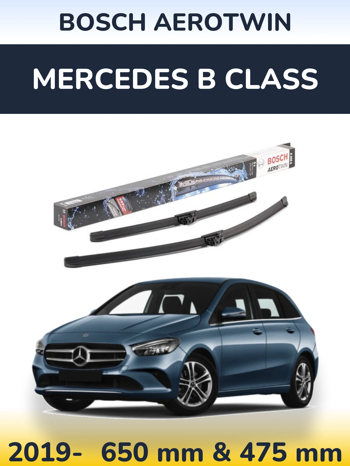 Sada předních stěračů BOSCH AeroTwin 650 a 475 mm pro Mercedes B Class 2019-2026