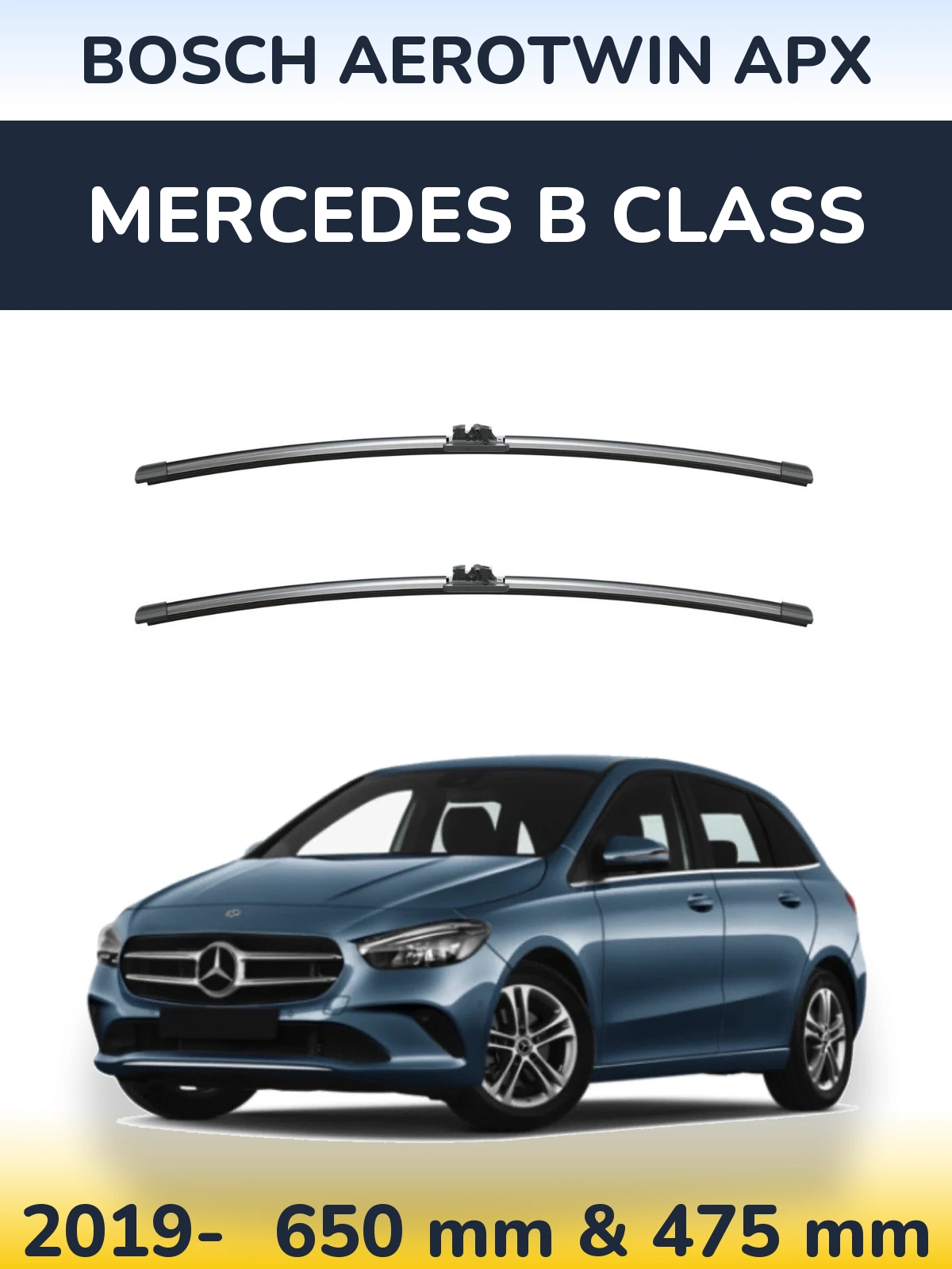 Sada předních stěračů BOSCH AeroTwin APX 650 a 475 mm pro Mercedes B Class 2019-2026