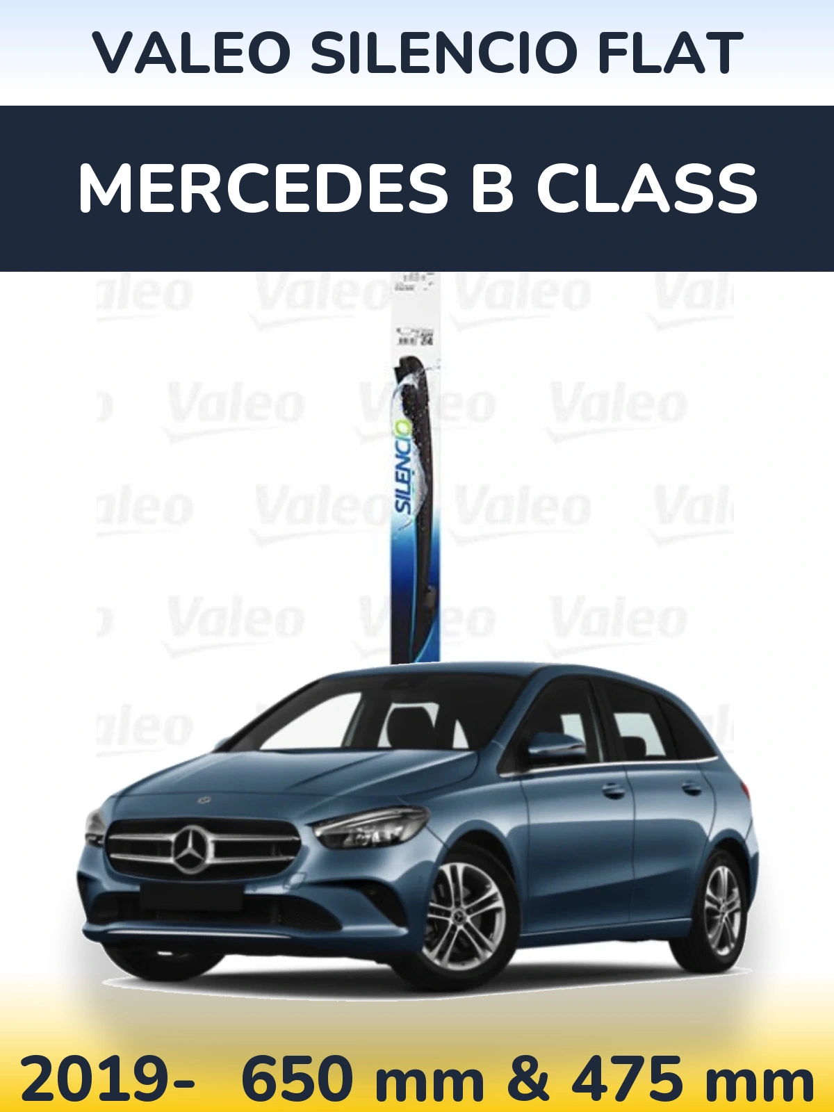 Sada předních stěračů Valeo Silencio Flat 650 a 475 mm pro Mercedes B Class 2019-2026