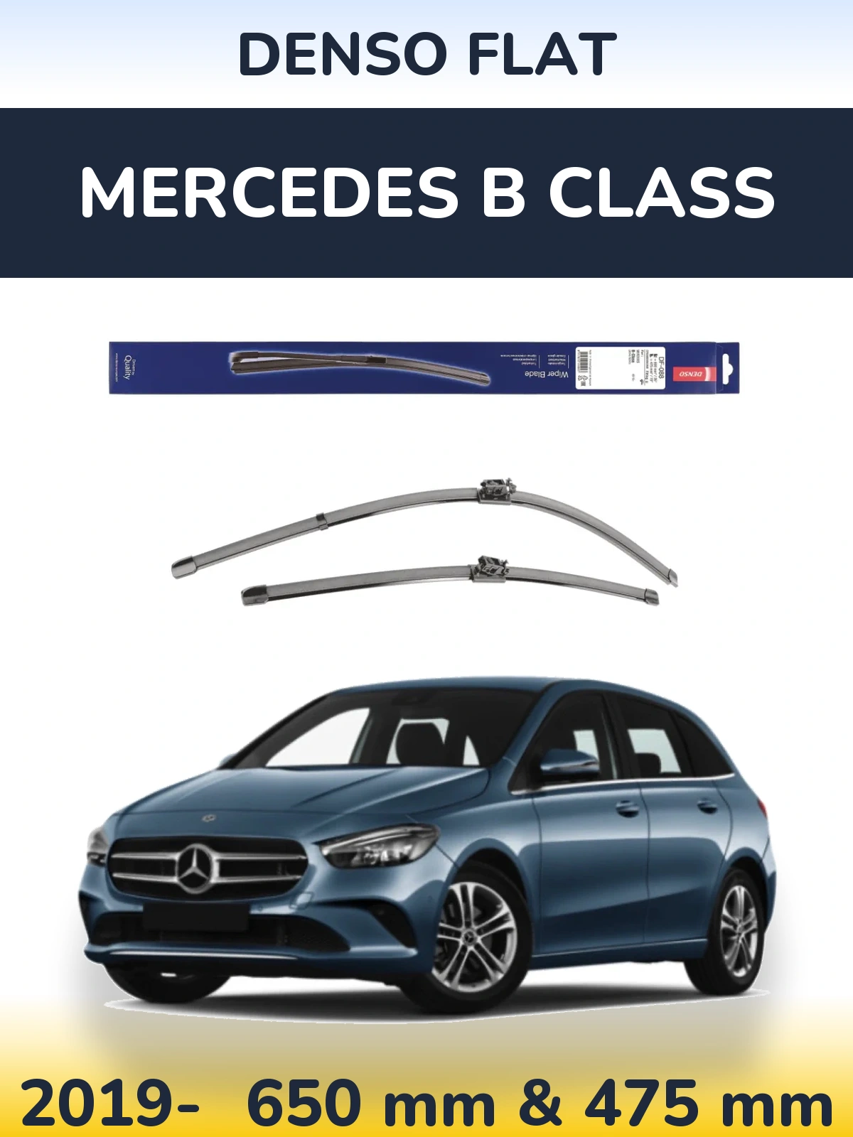 Sada předních stěračů Denso Flat 650 a 475 mm pro Mercedes B Class 2019-2026